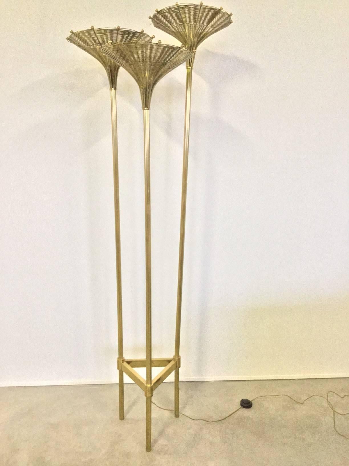 Late 20th Century Beautiful Brass Floor Lamp, 1970
