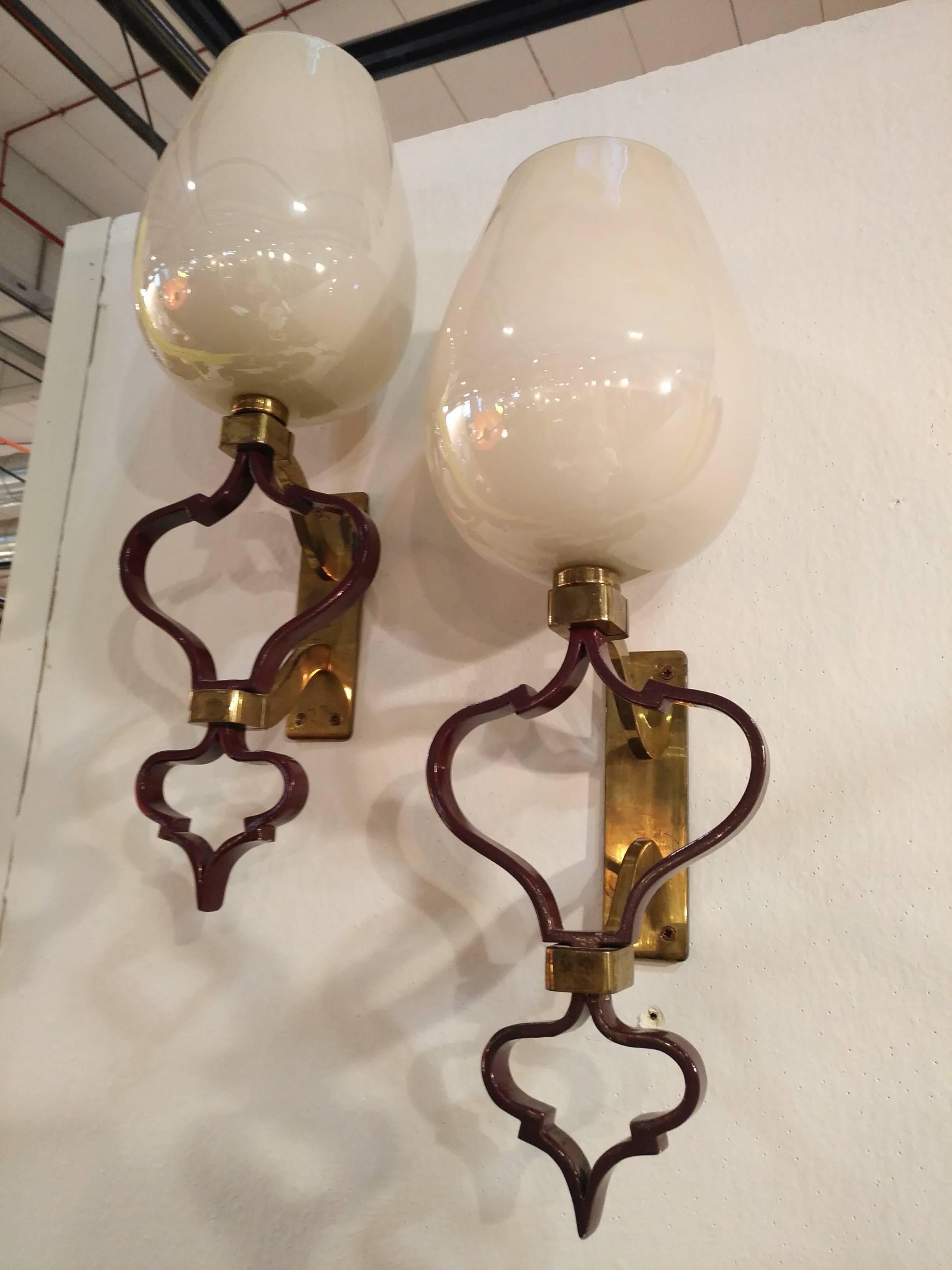 Mid-20th Century Exceptional Wall Sconces by Seguso, 1950