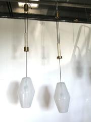 Pair of Chandelier with Counterweight and Pulley, Attributed to Aureliano Toso