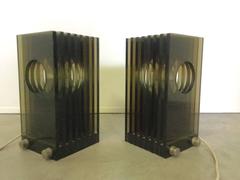 Pair of Plexiglass Table Lamps, Italy, 1970