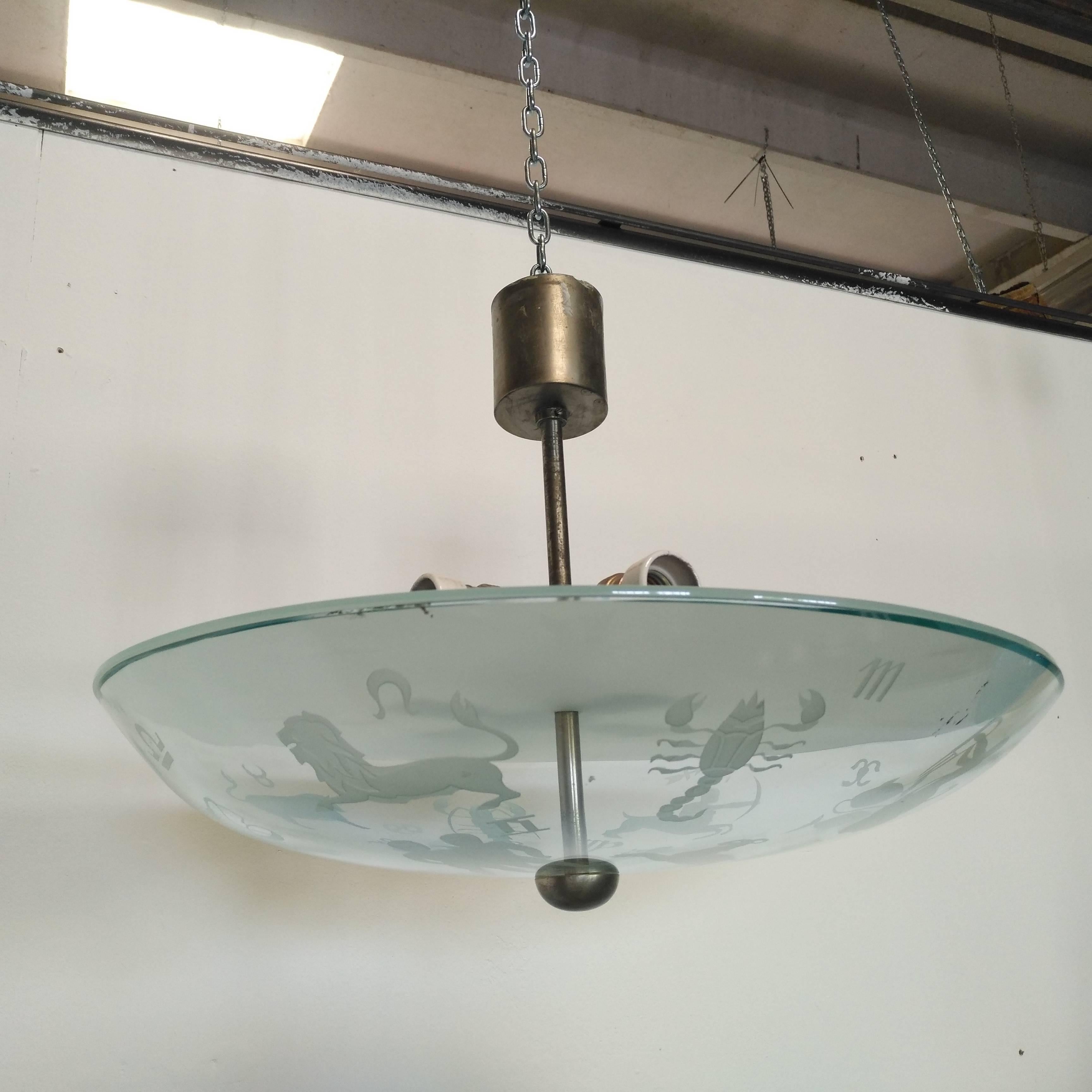 Gio Ponti for Fontana Arte Zodiac Chandelier, 1950 In Good Condition For Sale In Fossano, IT