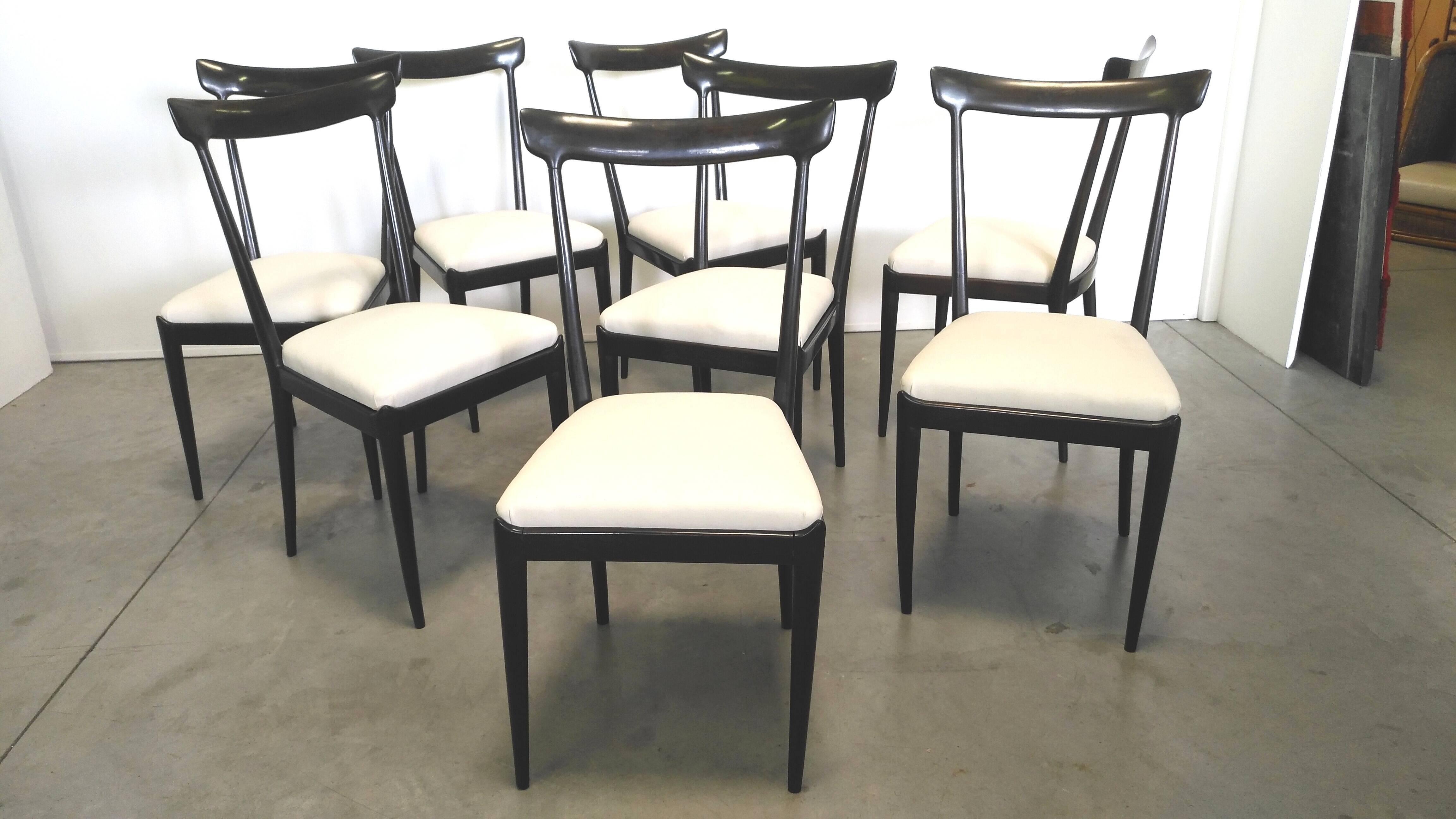 Mid-20th Century Beautiful Set of Eight Chairs Model 38A Ico Parisi, 1947