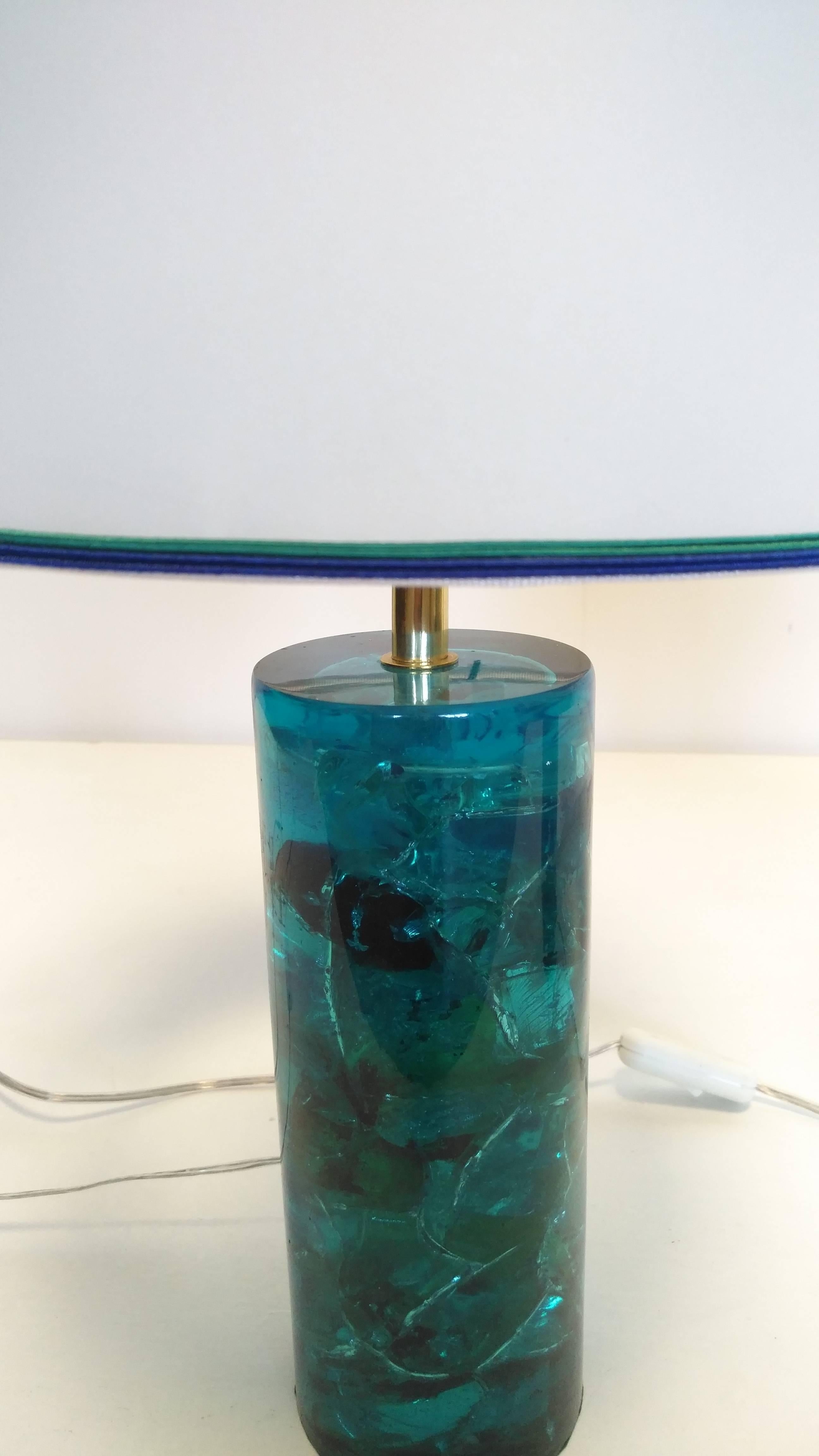 French Pair of Table Lamps in Fractal Resin, France, 1970 For Sale