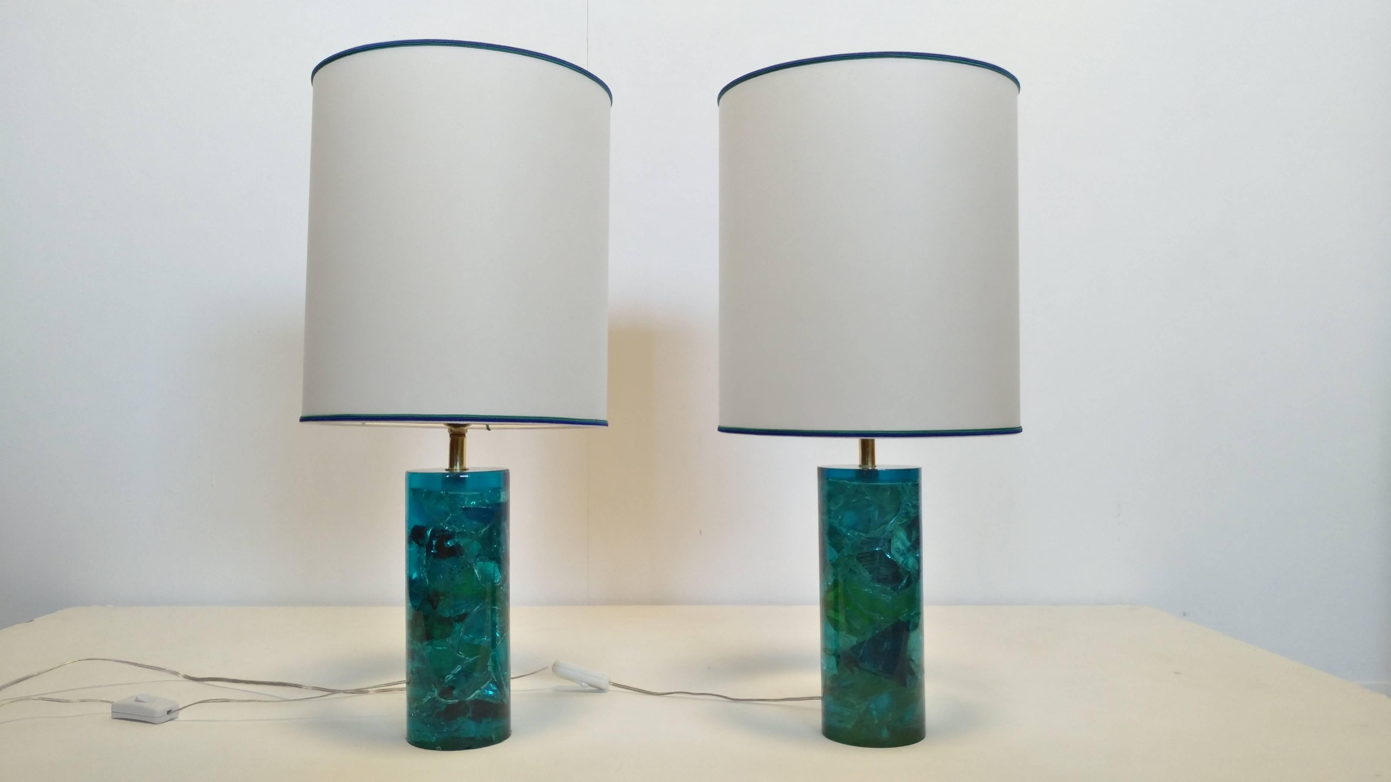 Late 20th Century Pair of Table Lamps in Fractal Resin, France, 1970 For Sale
