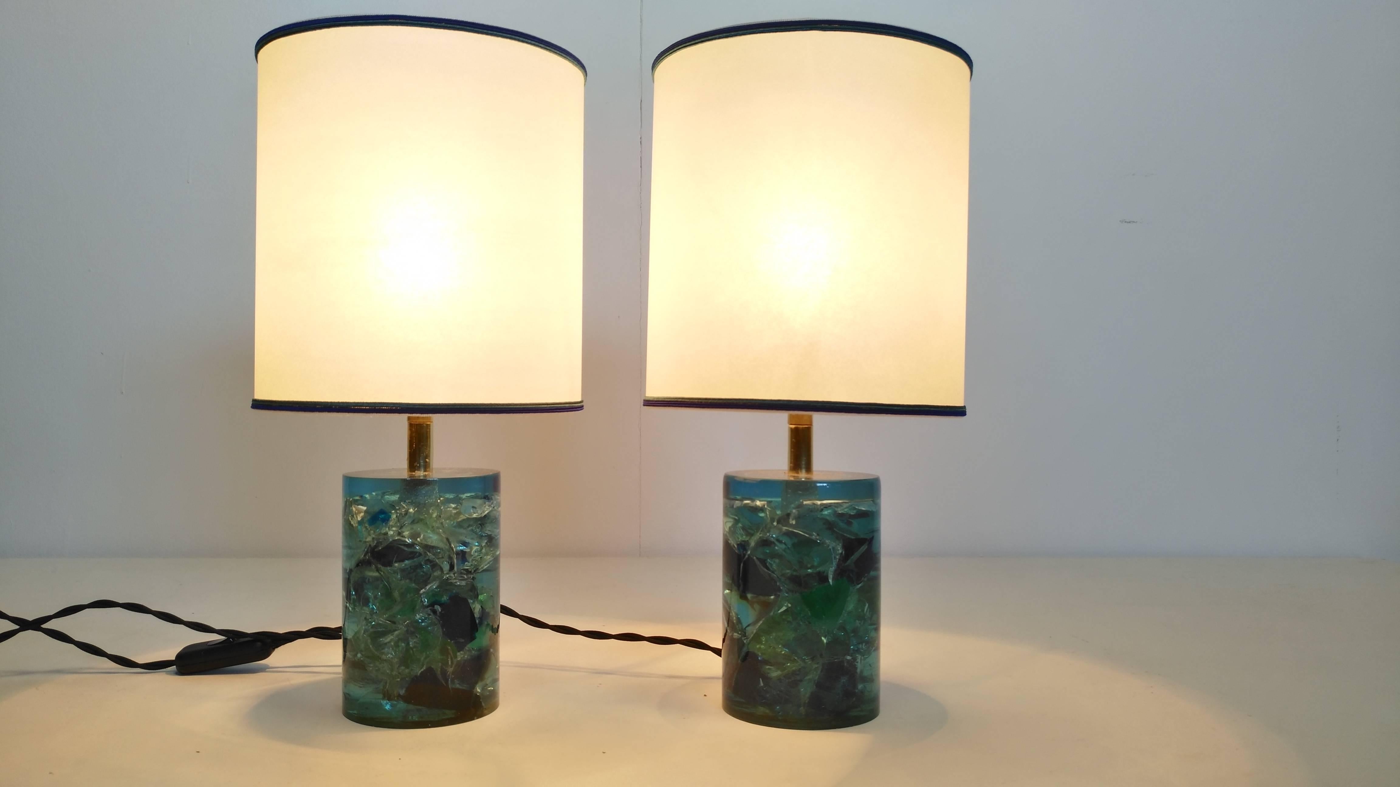 Nice little table lamps in green fractal resin, shadow and wire system renewed by our laboratories
attributed Pierre Giraudon, France, 1970
Measures: H .of the resin base cm 20 , total H cm 50.