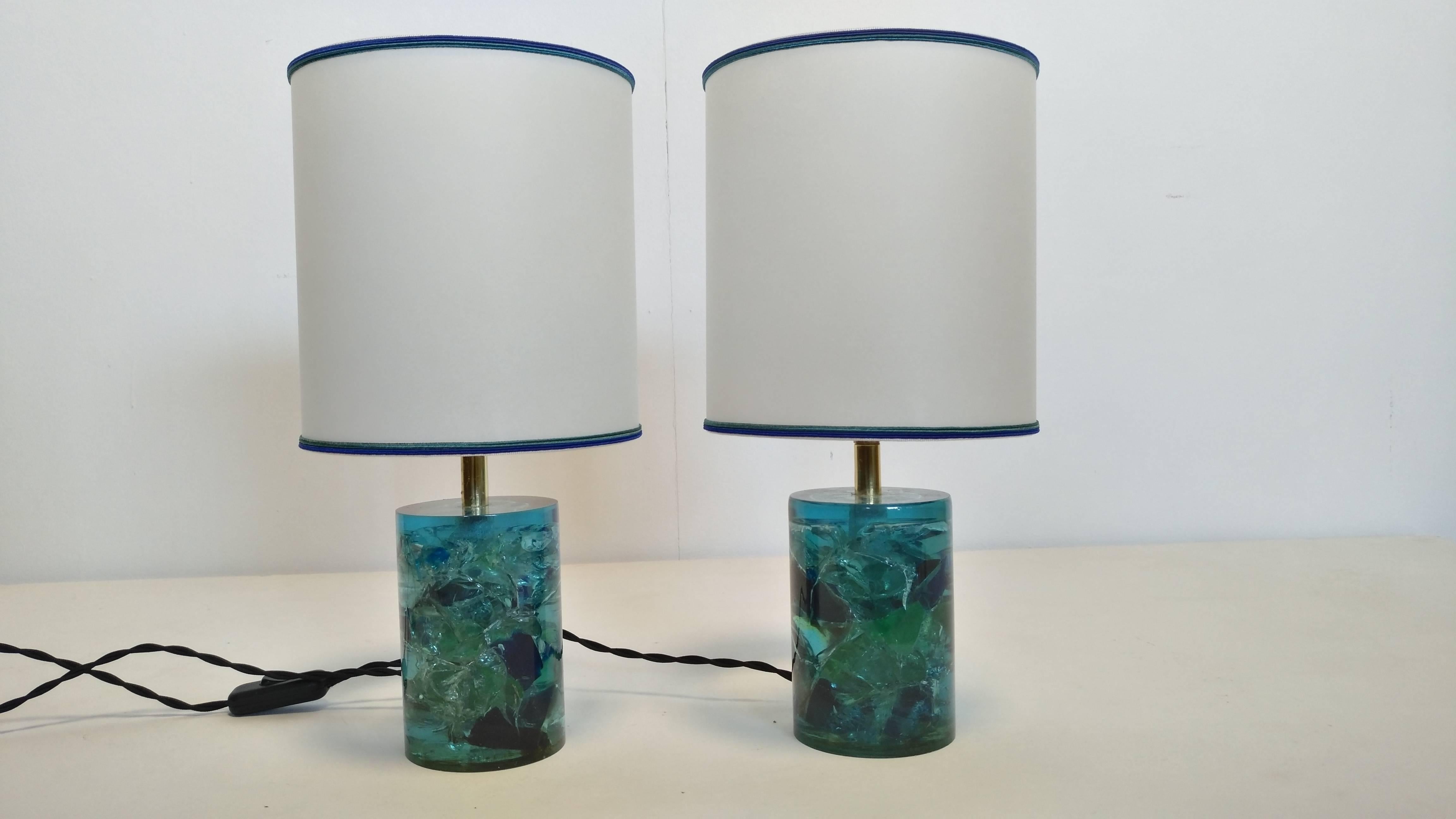 Pair of Table Lamps in Fractal Resin, 1970 In Excellent Condition For Sale In Fossano, IT
