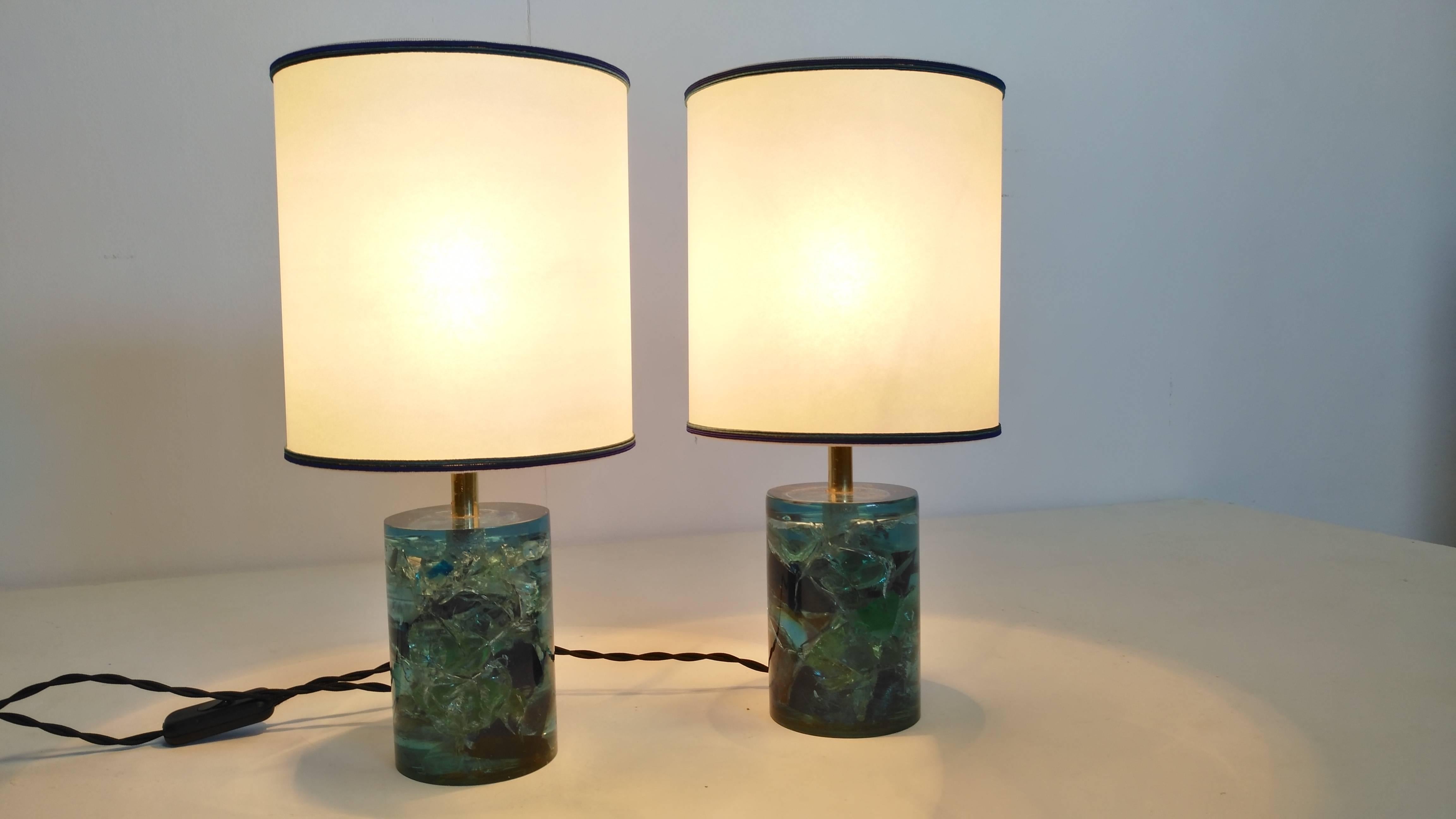 Late 20th Century Pair of Table Lamps in Fractal Resin, 1970 For Sale