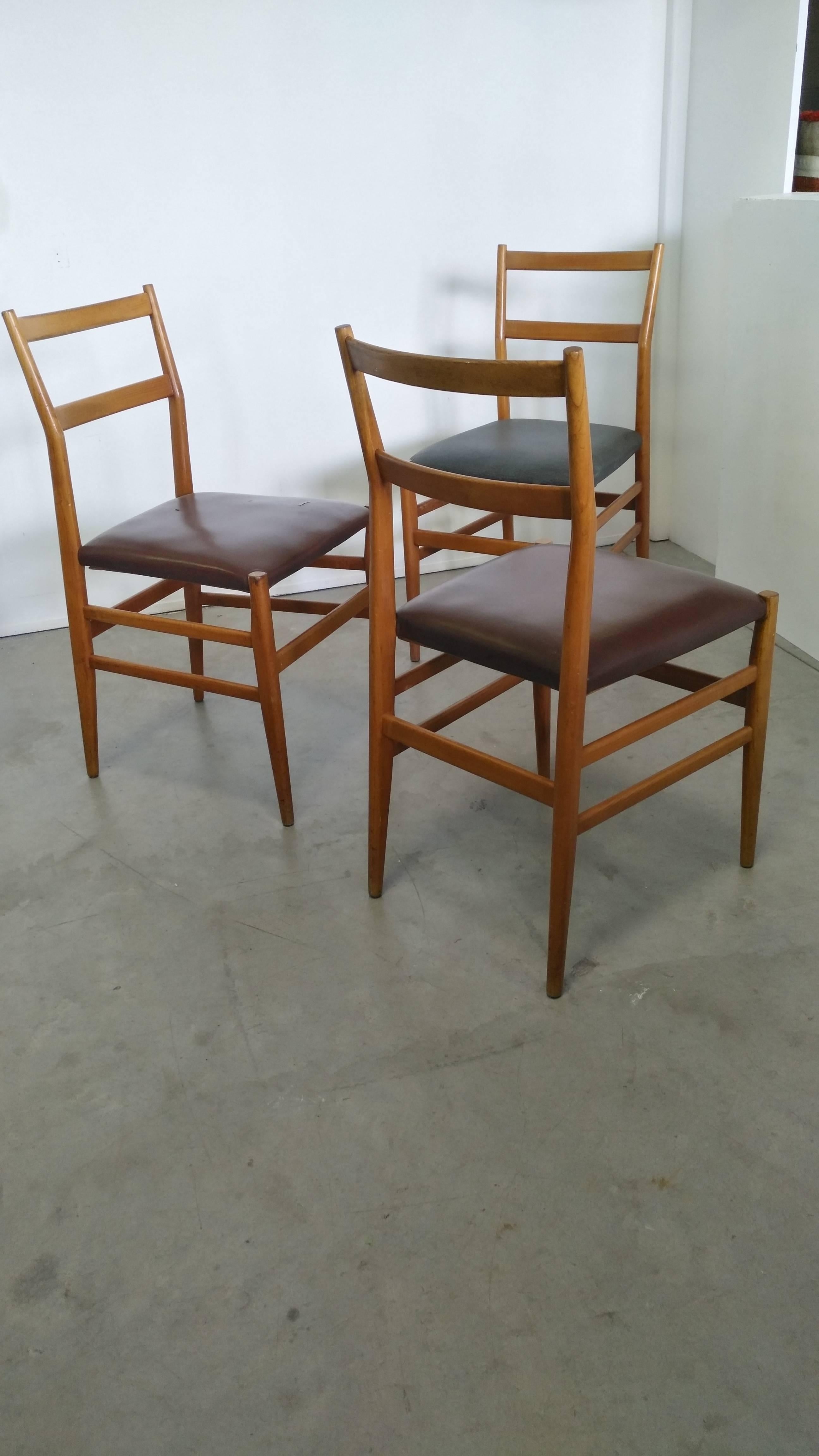 Italian Three “Leggera 646” Chairs by Gio Ponti for Cassina, 1951