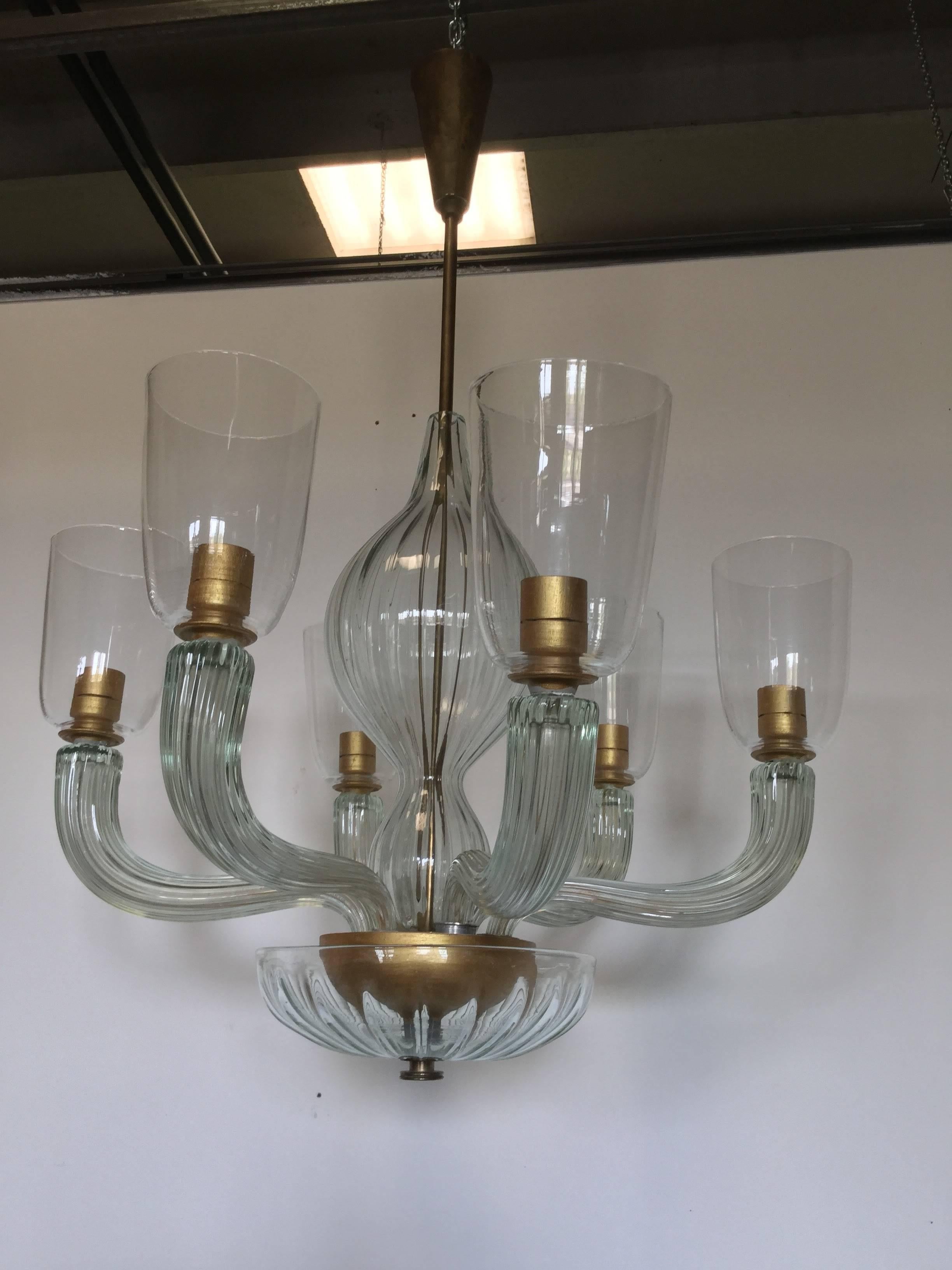 Beautiful Venini Chandelier Attributed to Carlo Scarpa, 1940 In Good Condition For Sale In Fossano, IT