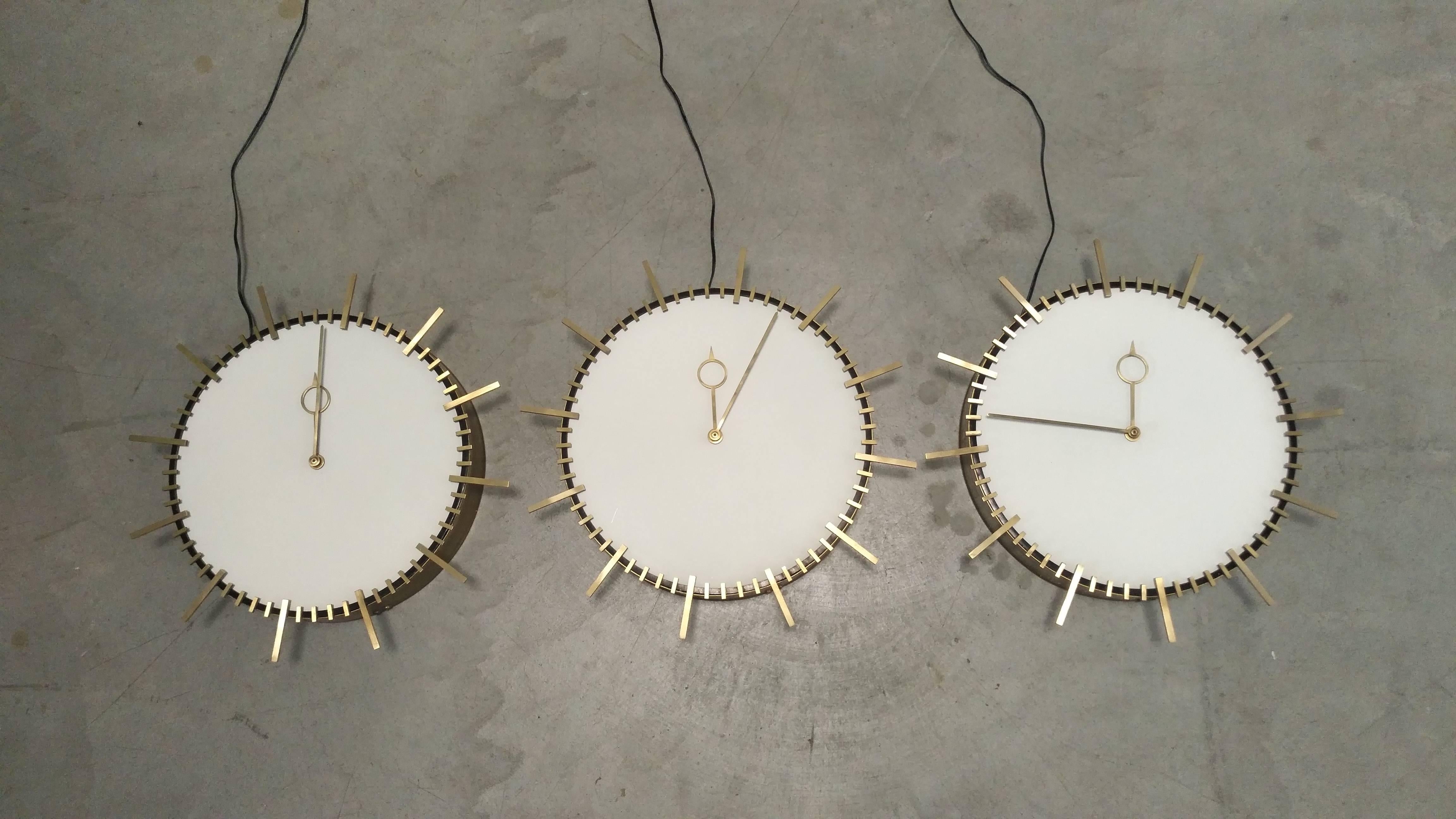 Mid-Century Modern Set of Three Wall Clock by Boselli, 1950 For Sale