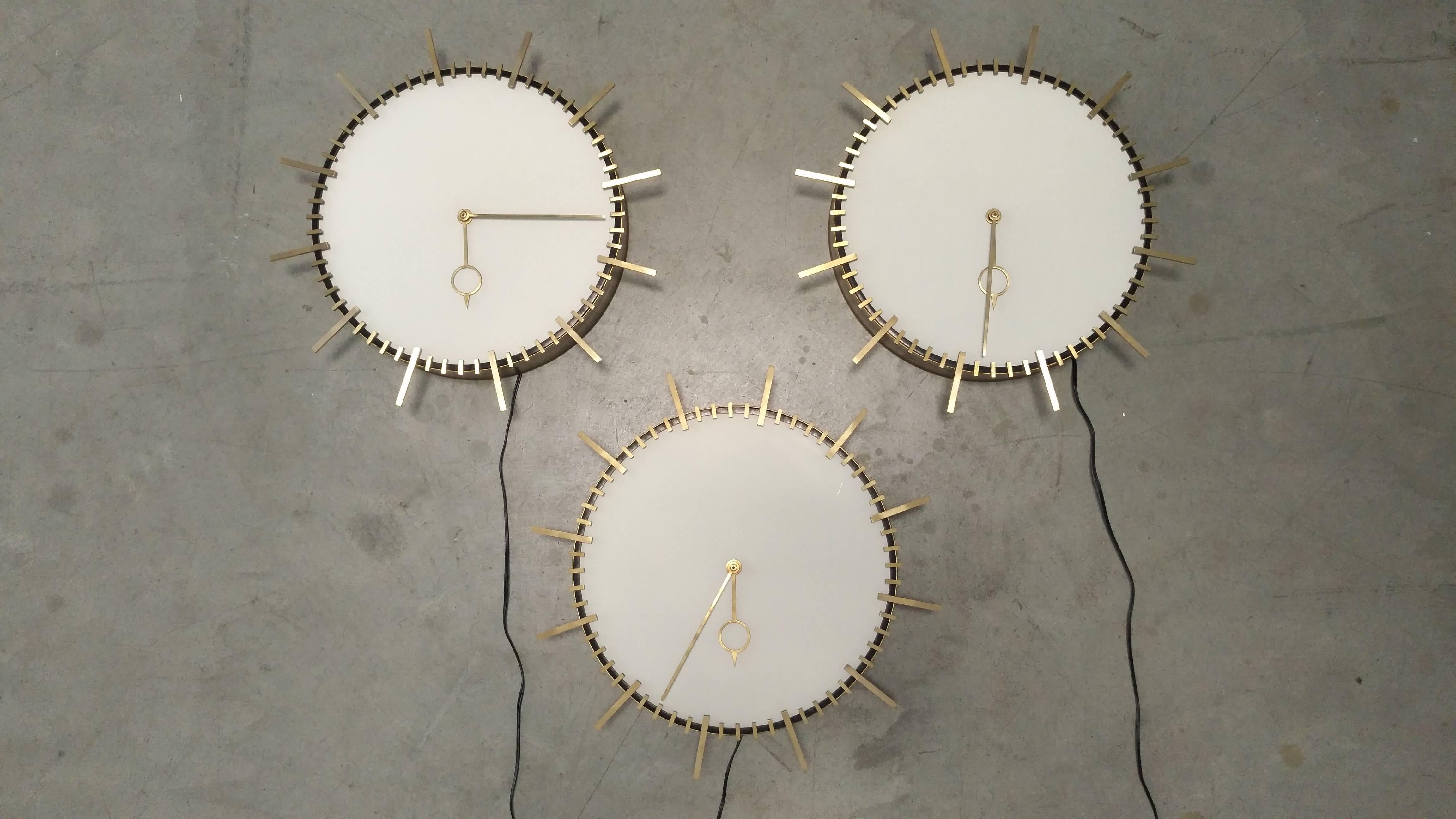 Mid-20th Century Set of Three Wall Clock by Boselli, 1950 For Sale