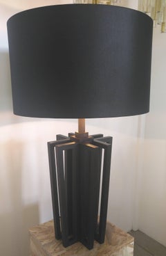Pair of "Vara" Black Marble Table Lamps