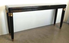 Black Lacquered Wood and Brass Console by Paolo Buffa, 1950