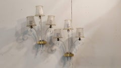 Pulegoso Glass and Brass Wall Sconces by Barovier, 1940