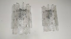 1960 Vistosi, Murano Wall Sconces with White Glass Tiles Pendants