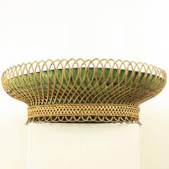 French, Provencial 19th Century Gilt Metal Fruit Basket, 'Tôle Painte'