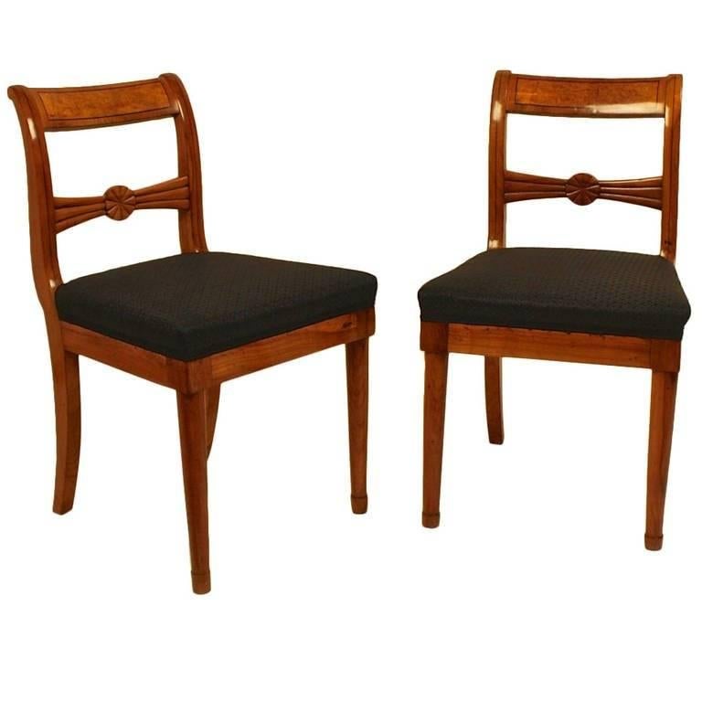 Pair of 19th Century Biedermeier Fruitwood Side Chairs