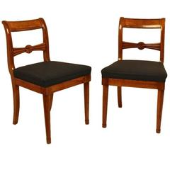 Pair of 19th Century Biedermeier Fruitwood Side Chairs 1