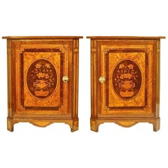 Pair of Louis XVI Marquetry Corner Cabinets in the Manner of Daniel Deloose