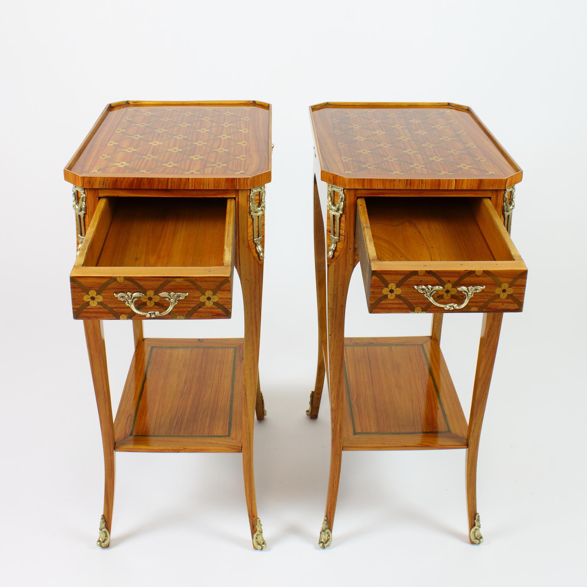 Pair of 19th/20th Century Louis XVI Marquetry Side Tables /Lady's Writing Tables 2