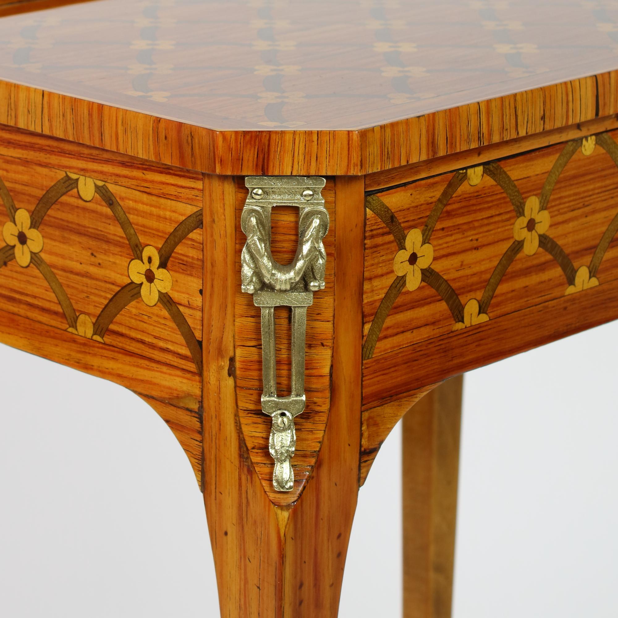 Pair of 19th/20th Century Louis XVI Marquetry Side Tables /Lady's Writing Tables 6