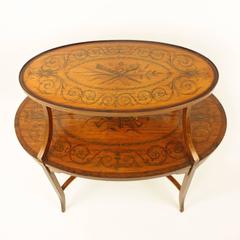 English Satinwood Etagere Tray Table,  circa 1890