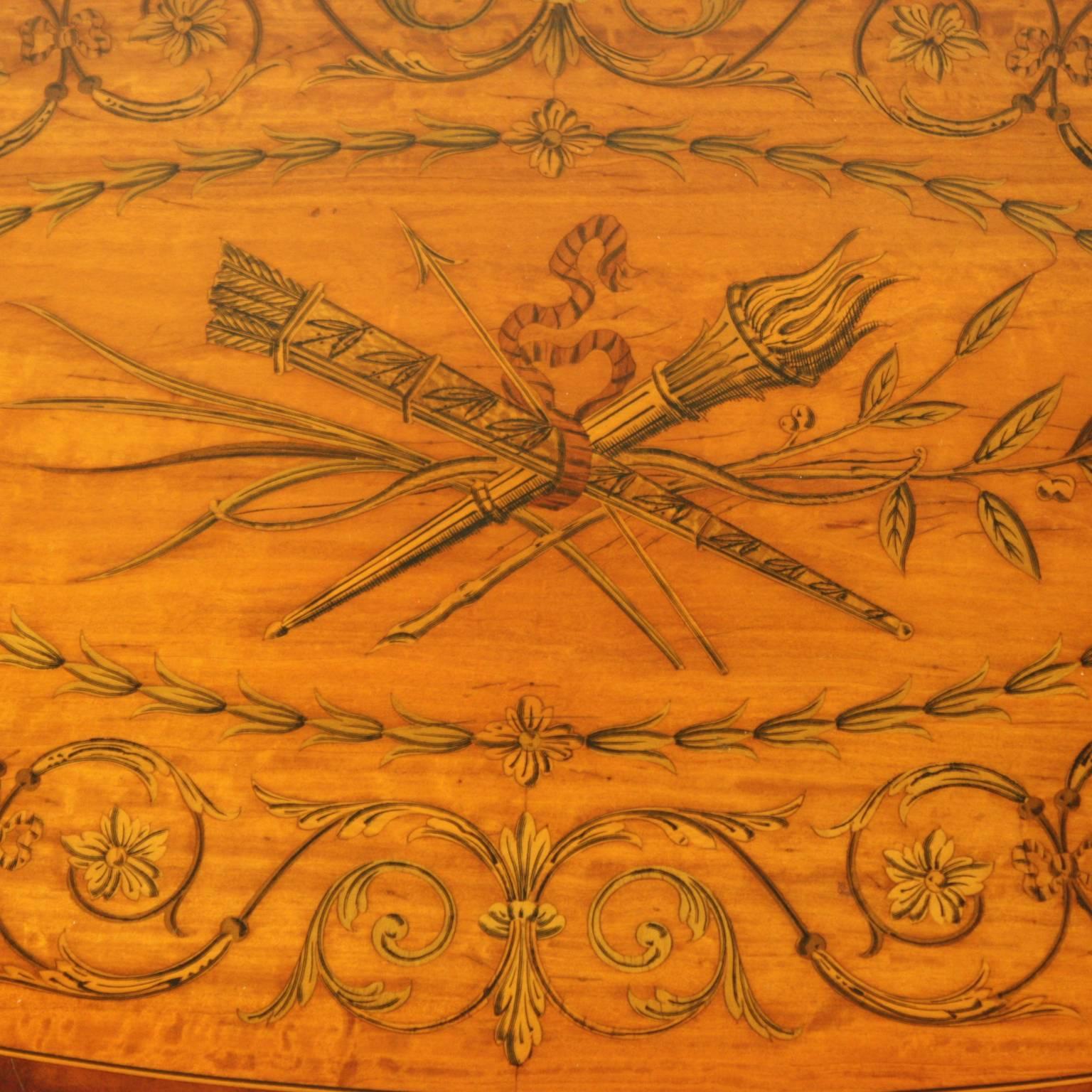 Marquetry  English Satinwood Etagere Tray Table,  circa 1890