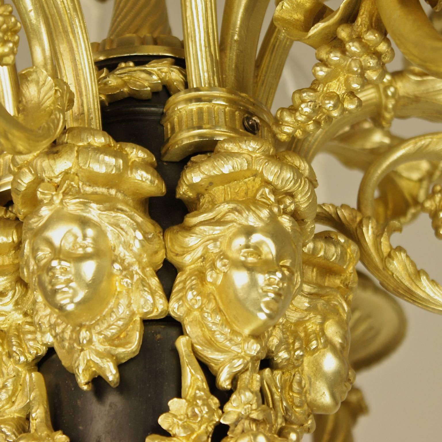 Vergoldeter Bronze-Kronleuchter im Louis-XVI.-Stil, Beurdeley Maison zugeschrieben (1818-1895 im Angebot 2