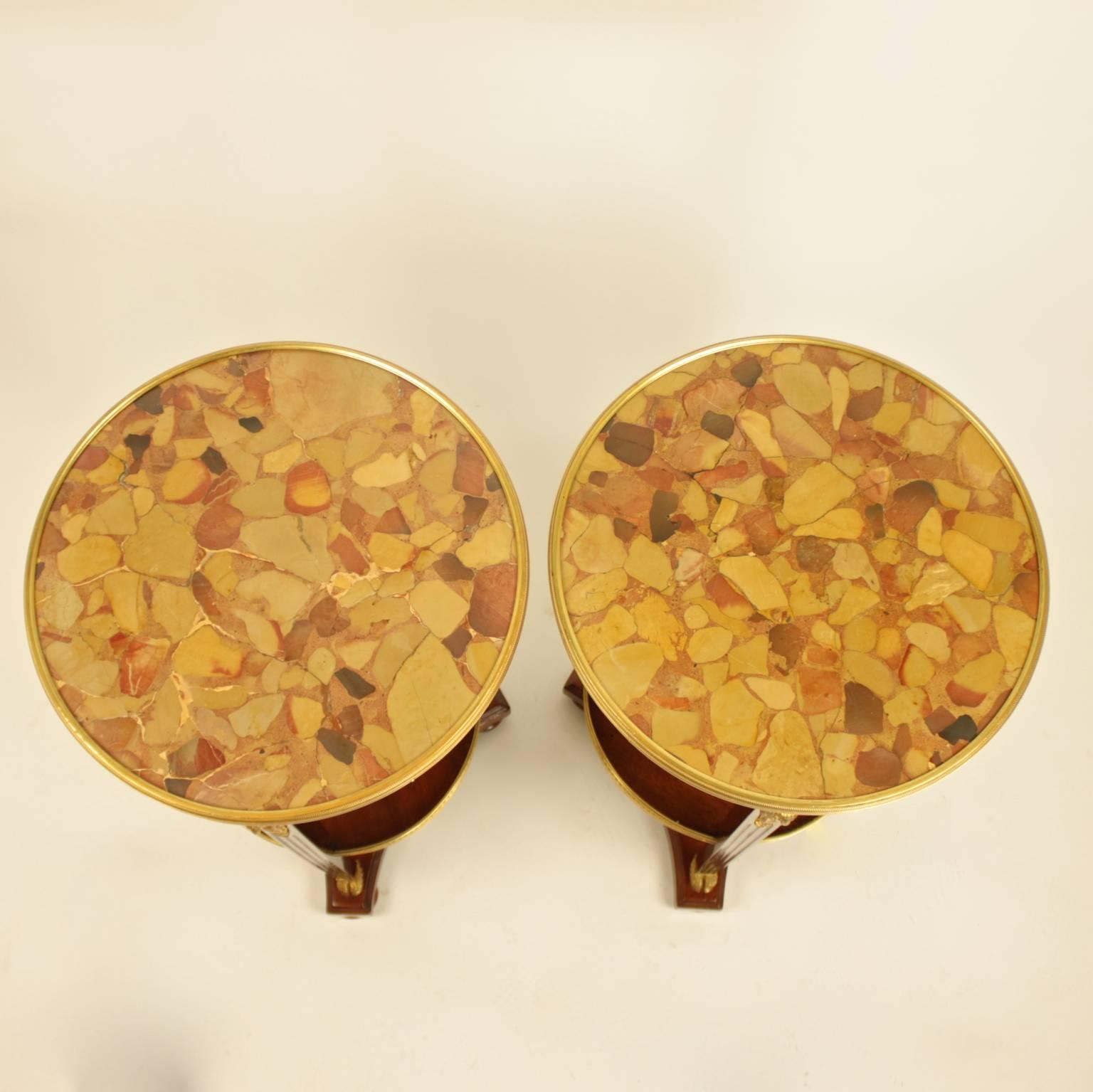 Pair of 19th Century Louis XVI Style Gilt Bronze Mounted Gueridons 2