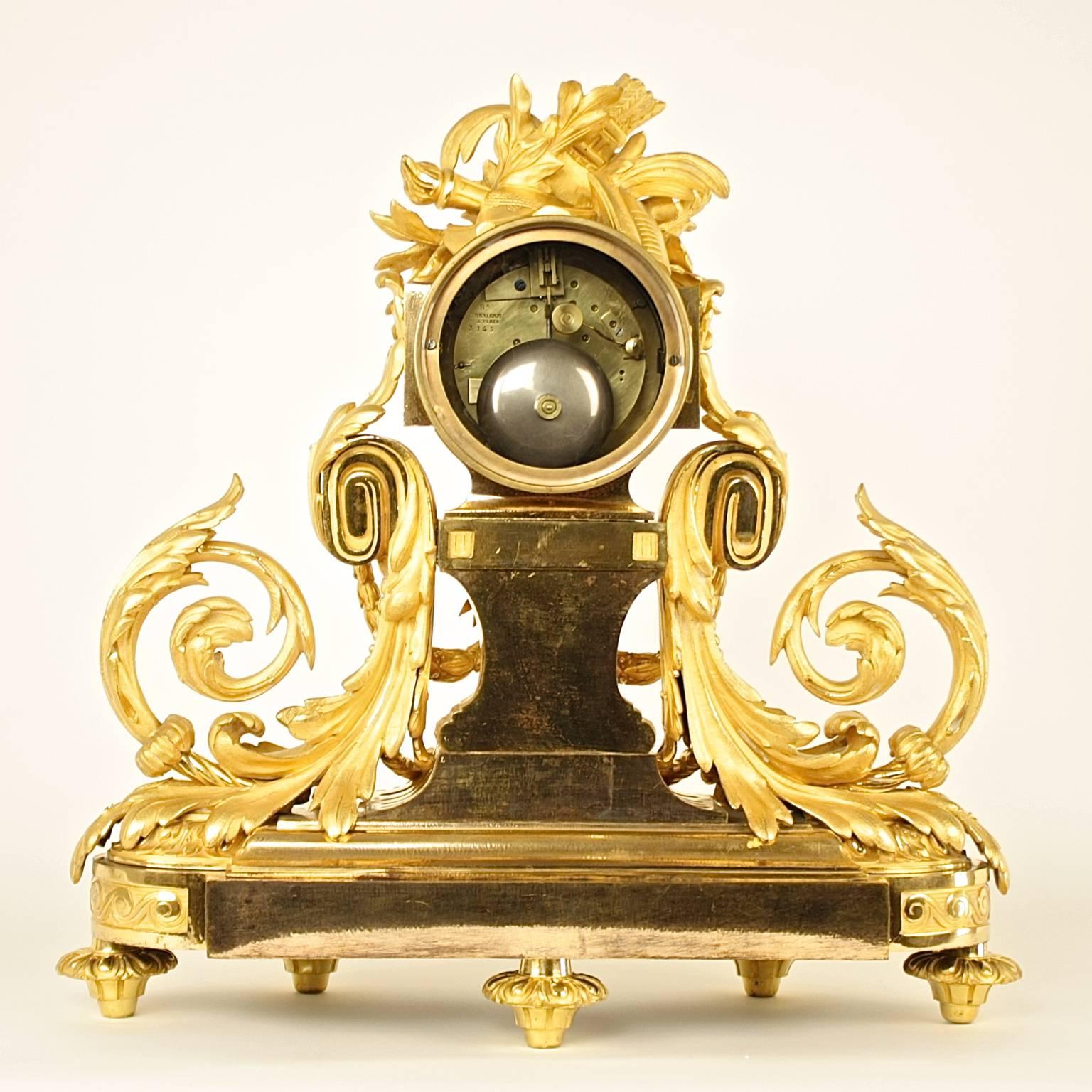 Large Louis XVI Style Ormolu Mantel Clock by J.F. Deniere (1774-1866) 3