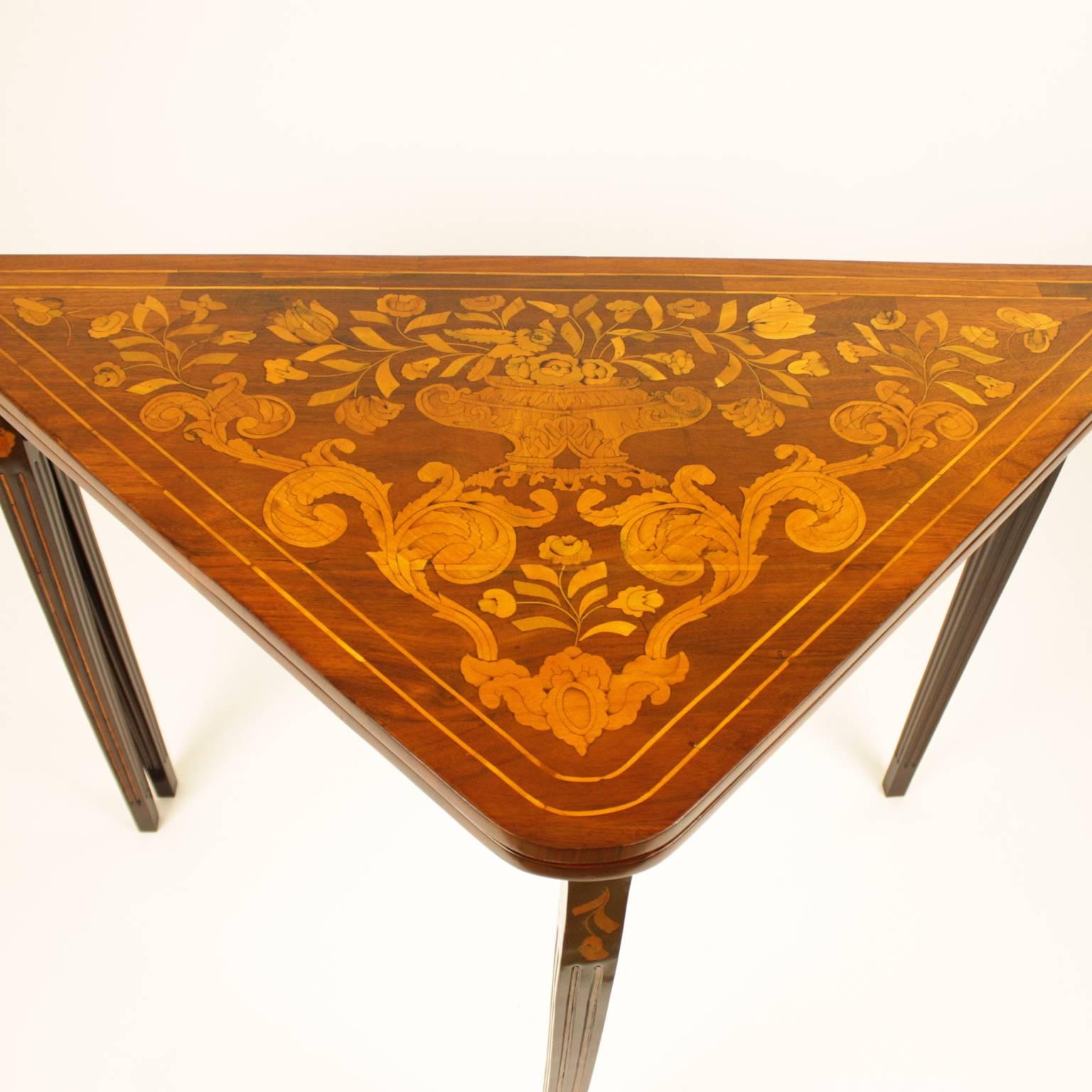 Louis XVI Early 19th Century Dutch Mahogany and Floral Marquetry Game Table