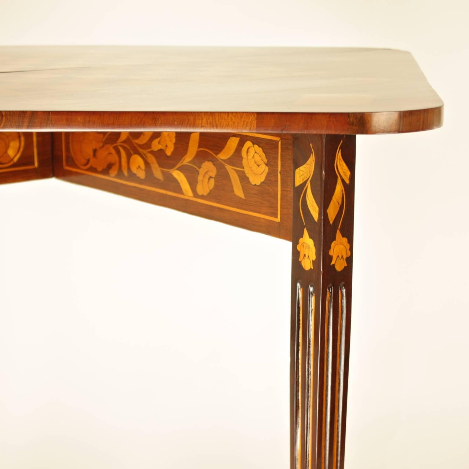 Early 19th Century Dutch Mahogany and Floral Marquetry Game Table 4