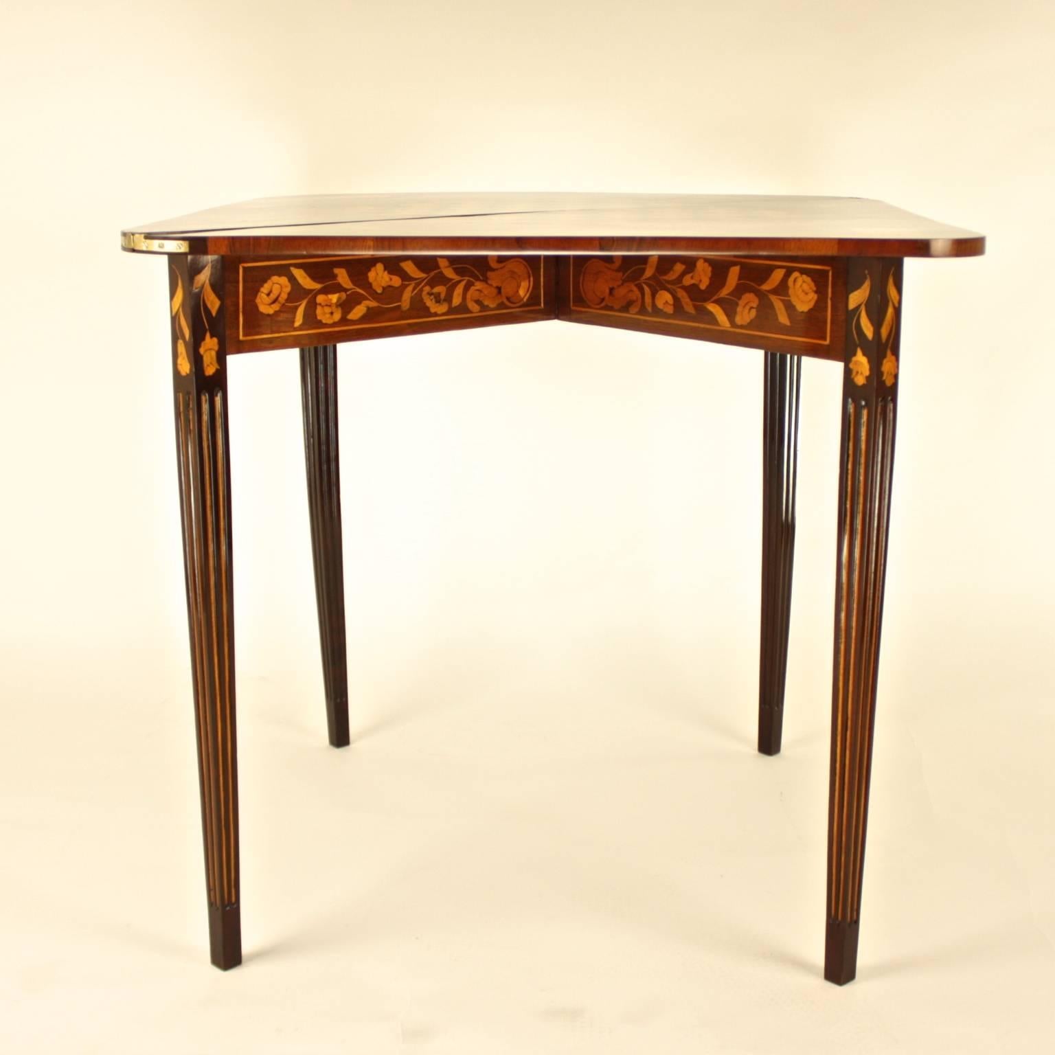 Early 19th Century Dutch Mahogany and Floral Marquetry Game Table 2