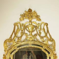 Large 18th Century Italian Rope & Tassels Decoration Carved Giltwood Mirror