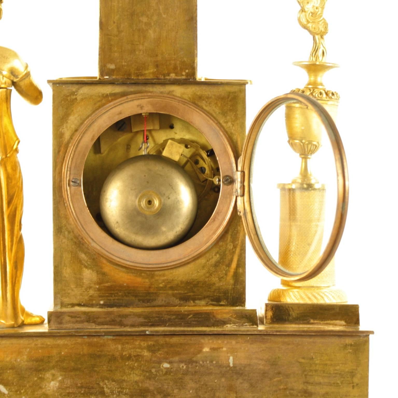 Empire Ormolu Figural Mantle Clock of the Goddess Flora 3