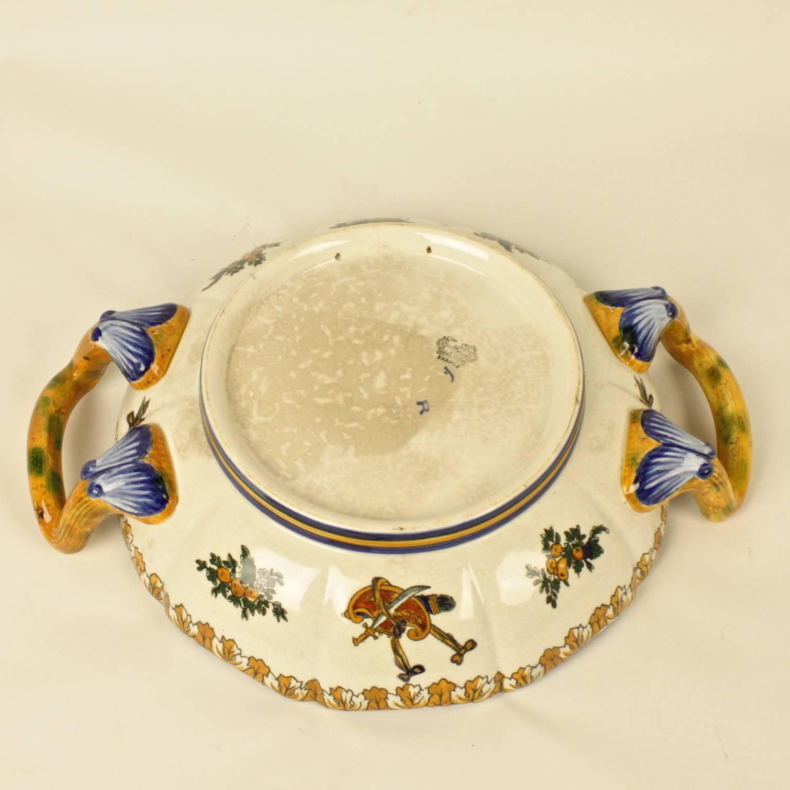 Glazed Earthenware Two-Handled Bowl of the 'Faiencerie de Gien' For Sale 1