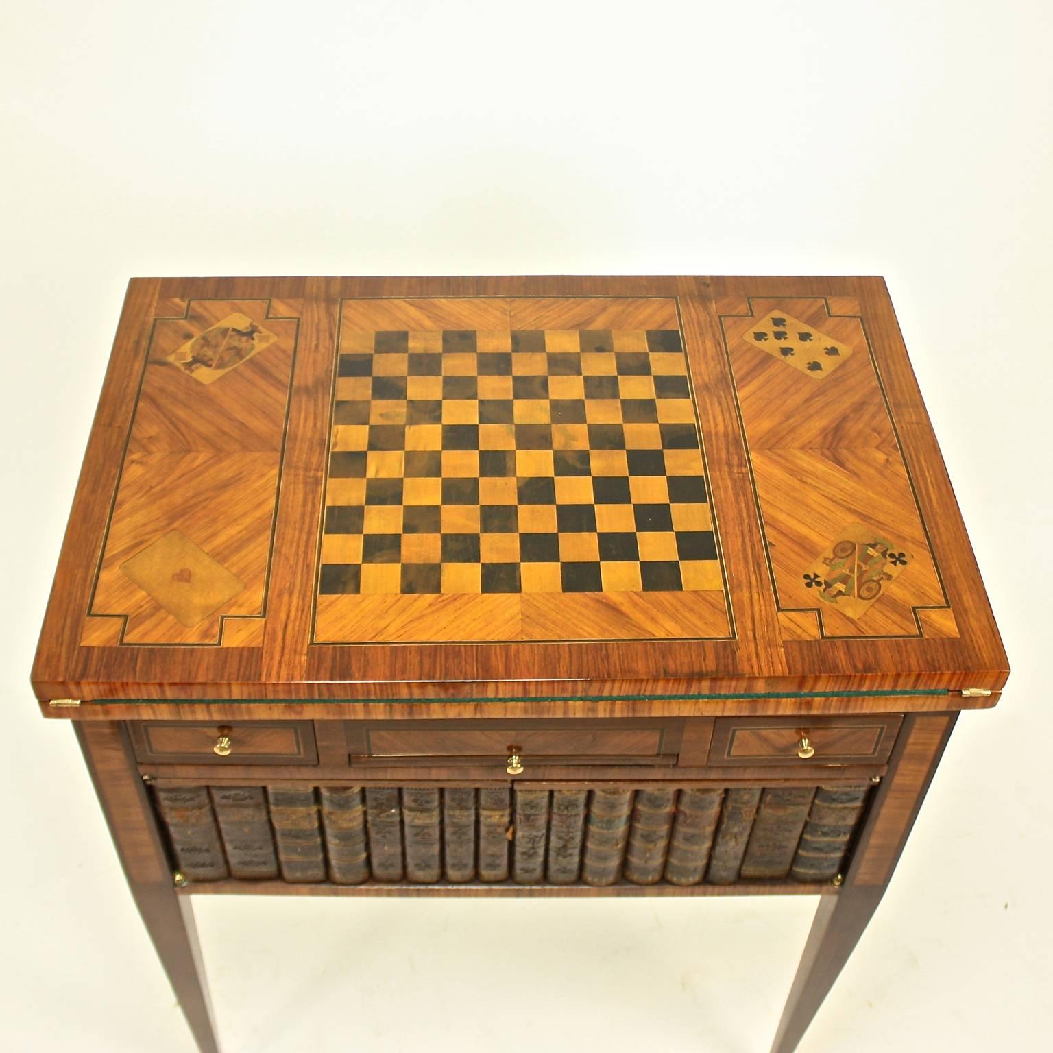Napoleon III 19 Century French Game Table with Book Spine Door