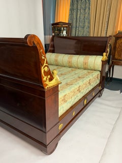 Exceptional French Empire Gilt-Bronze Mounted Lit en Bateau