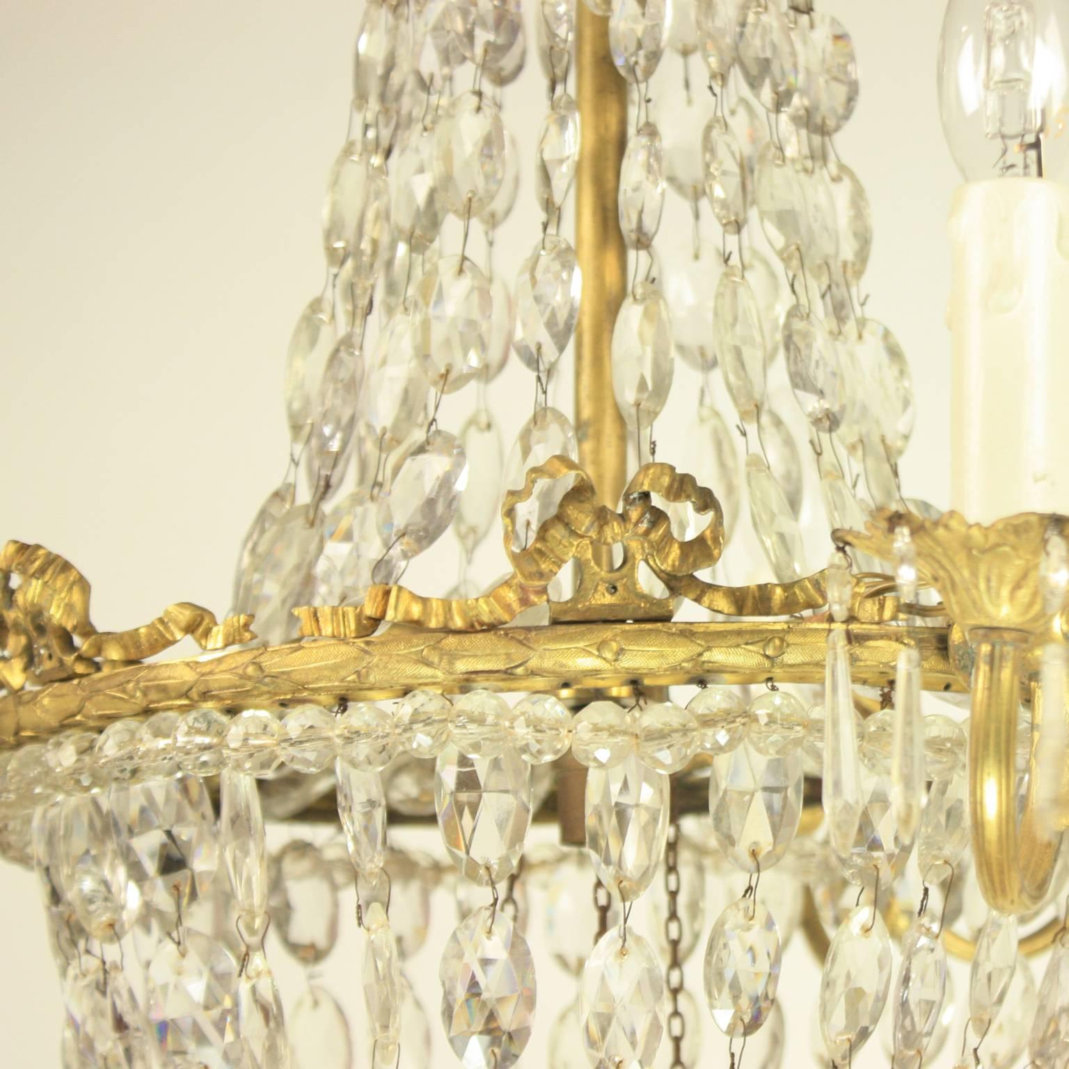 Neoclassical Revival Late 19th Century French Basket Chandelier with a Crown-Shaped Corona