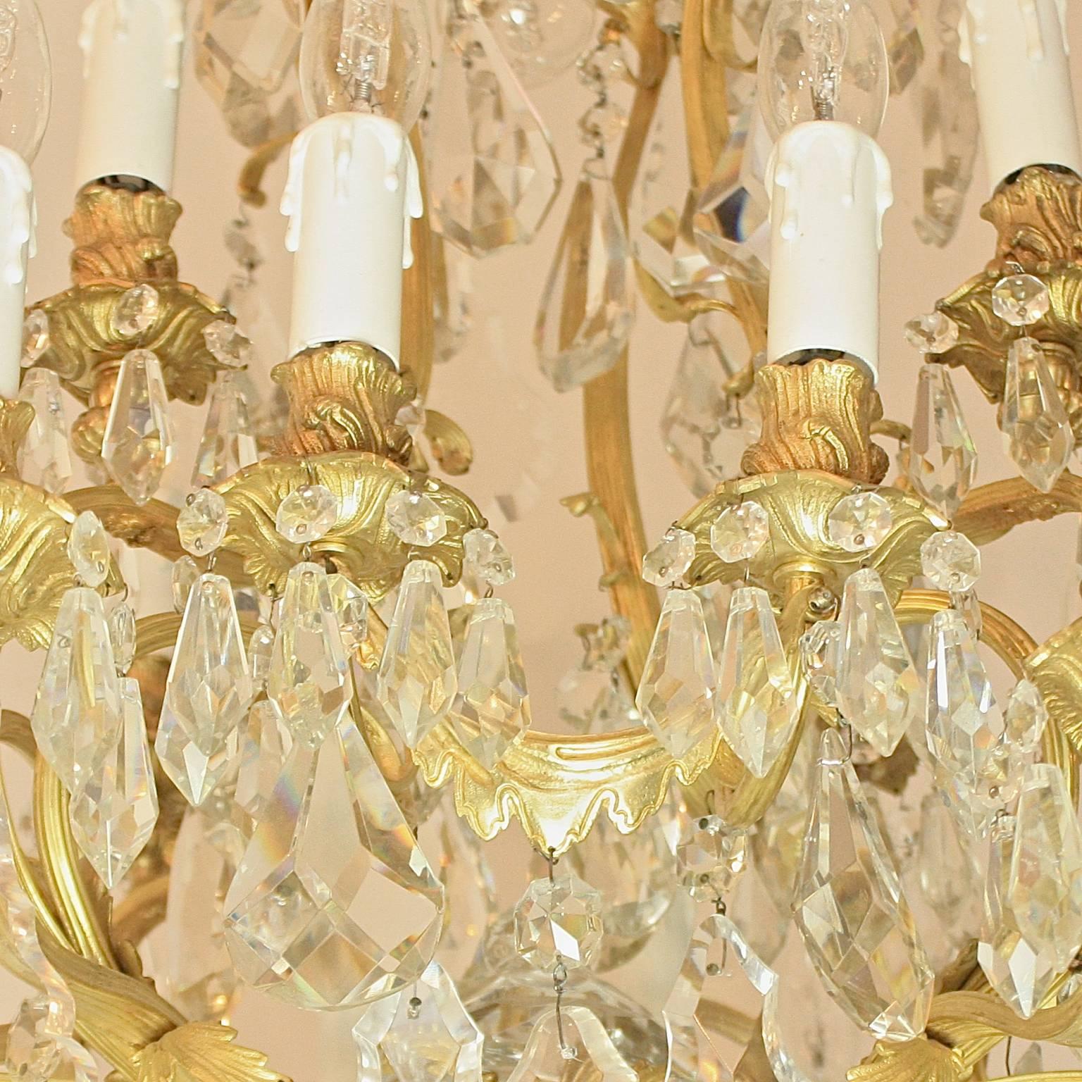 Large 19th Century French Gilt-Bronze and Cut-Crystal 20 Light Chandelier 1