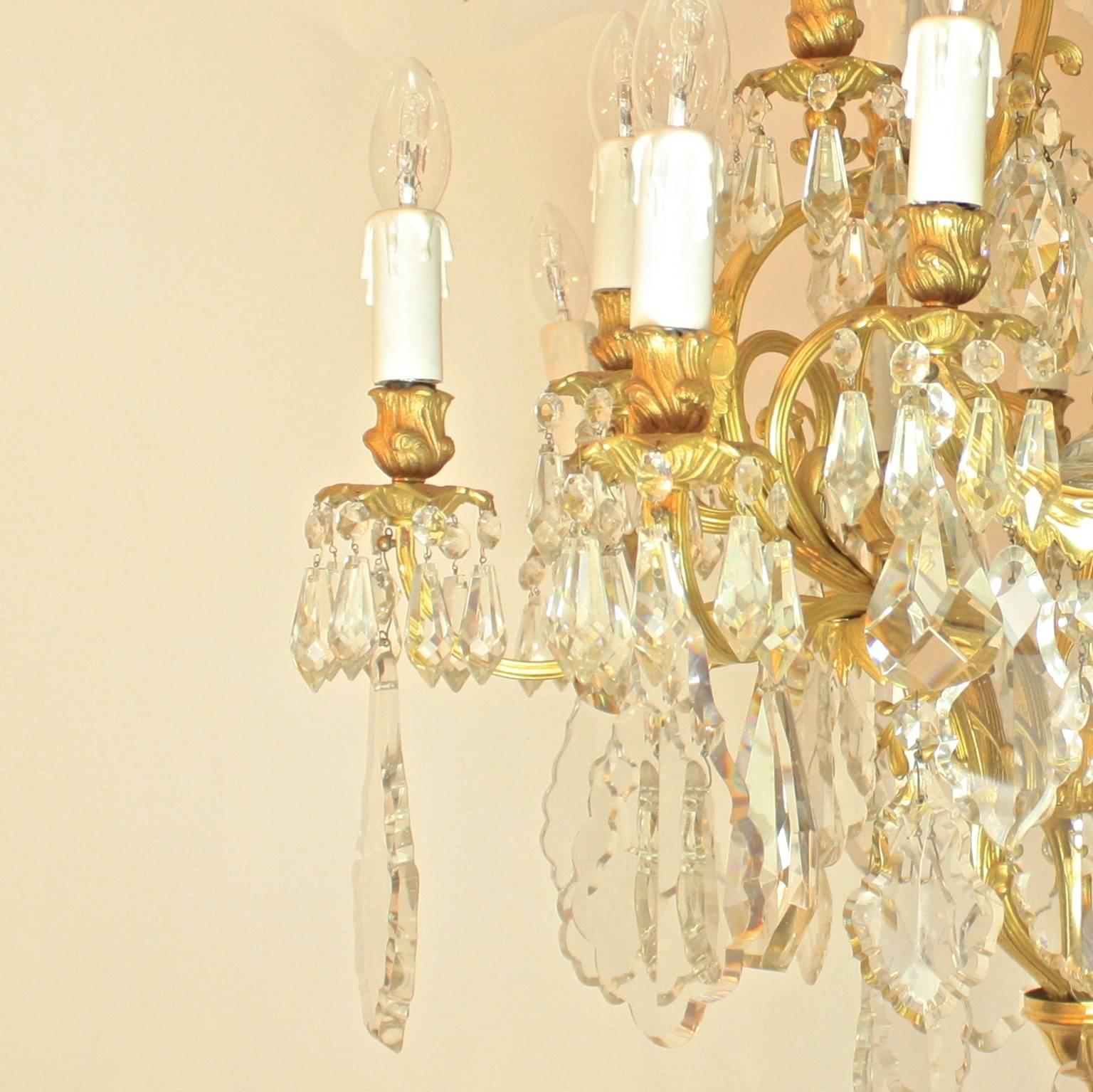 Large 19th Century French Gilt-Bronze and Cut-Crystal 20 Light Chandelier 2