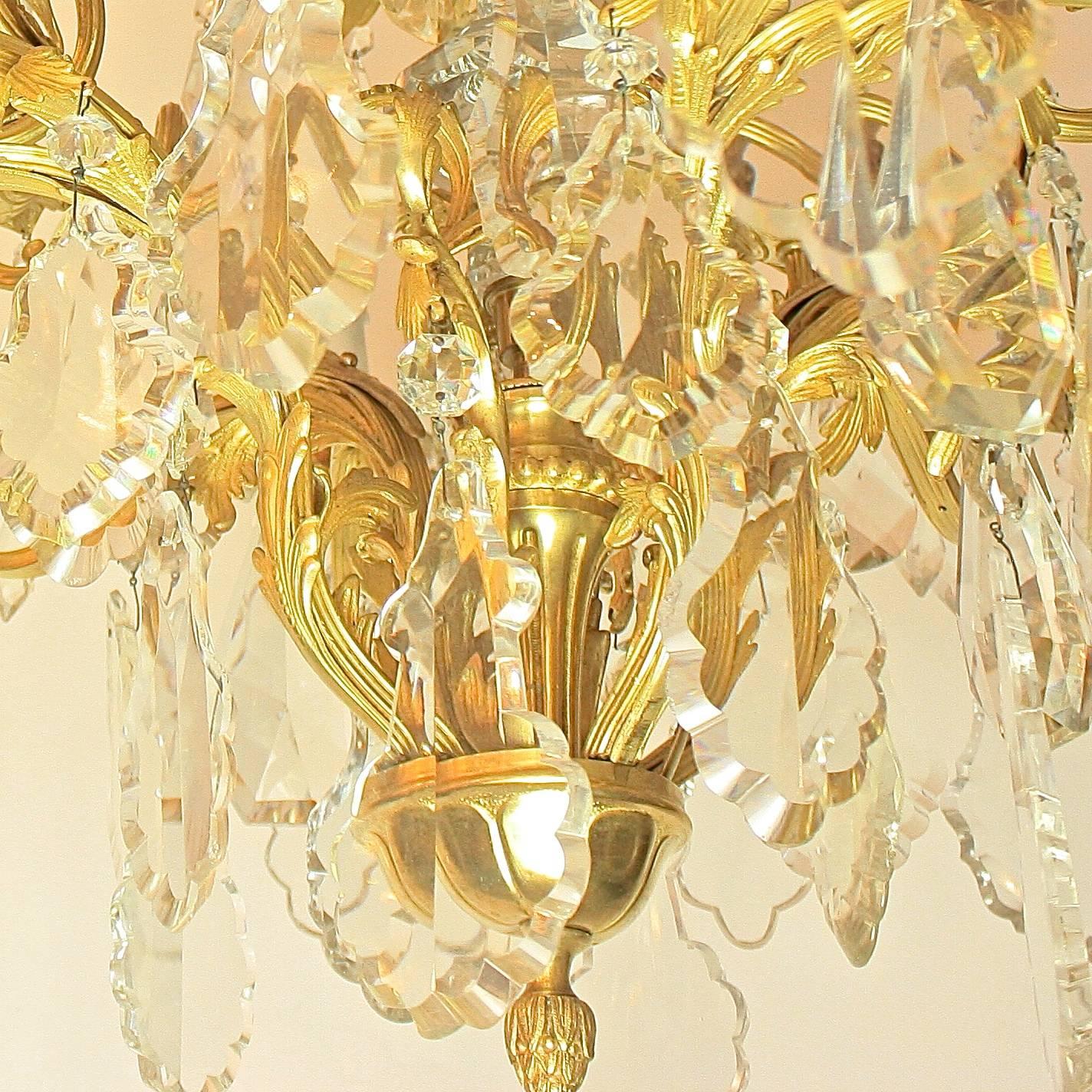 Large 19th Century French Gilt-Bronze and Cut-Crystal 20 Light Chandelier 3
