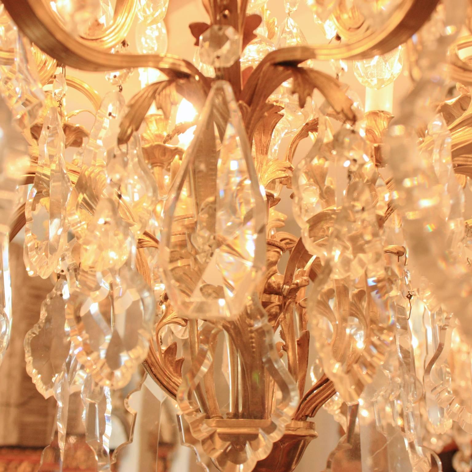 Large 19th Century French Gilt-Bronze and Cut-Crystal 20 Light Chandelier 4