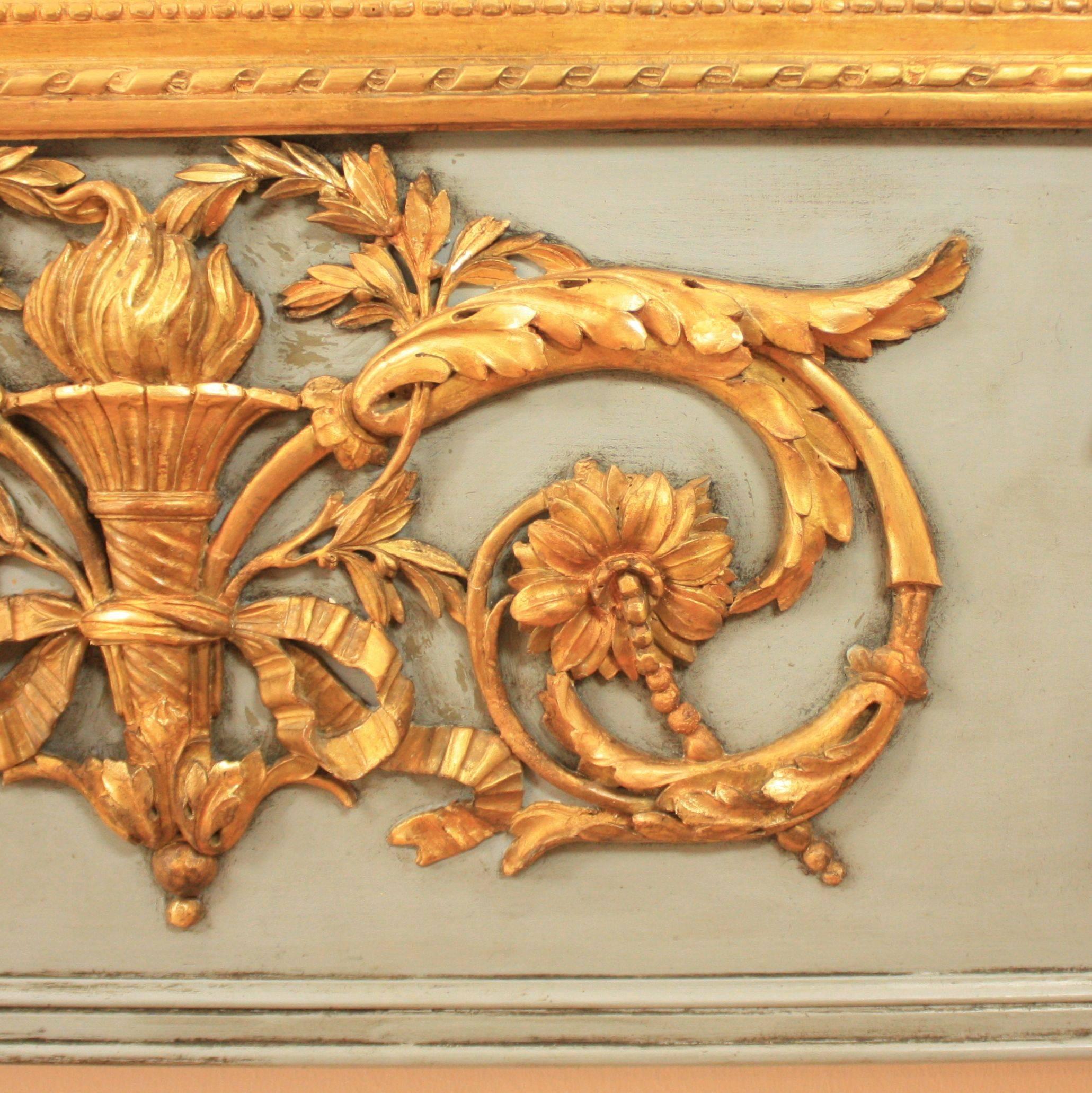 French Painted and Giltwood Louis XVI Trumeau Mirror, late 18th Century 2