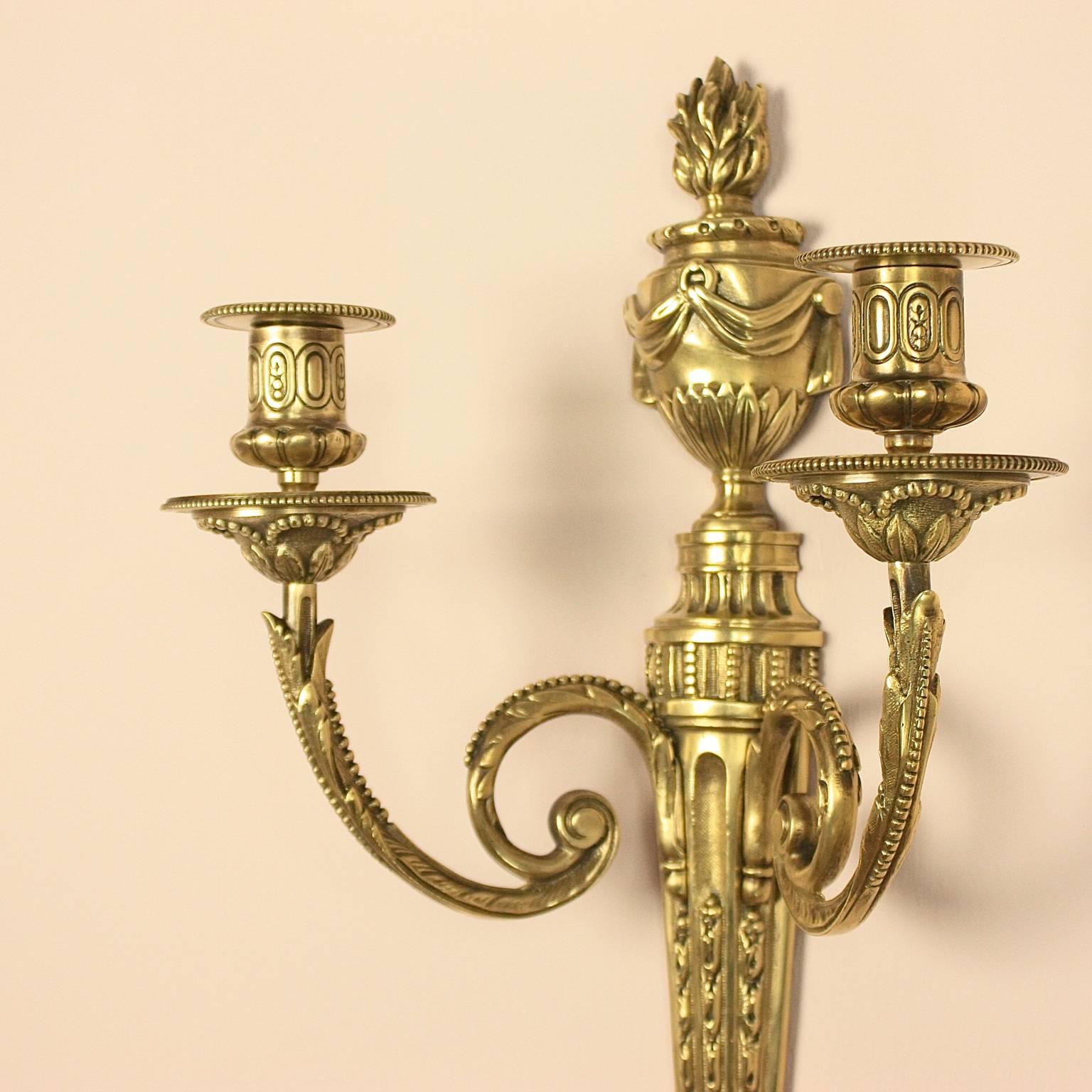 Cast Pair of French 19th Century Bronze Wall-Lights