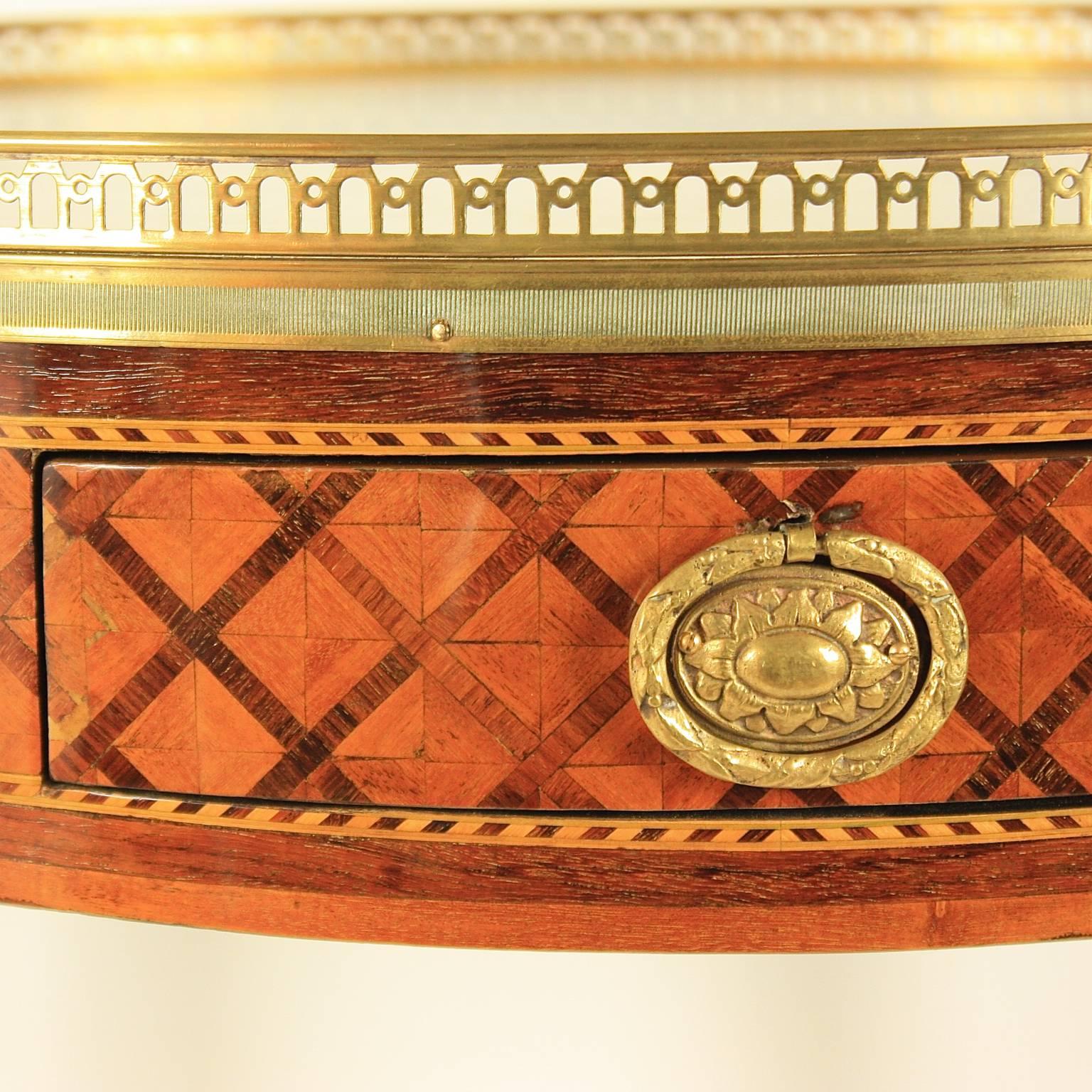 French 19th Century Louis XVI Marquetry Bouillotte Table