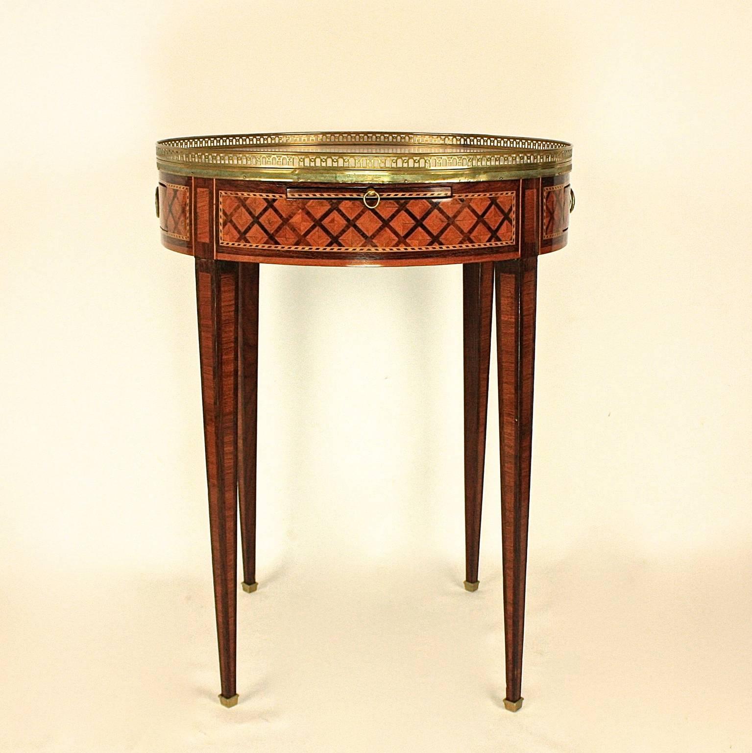 Brass 19th Century Louis XVI Marquetry Bouillotte Table