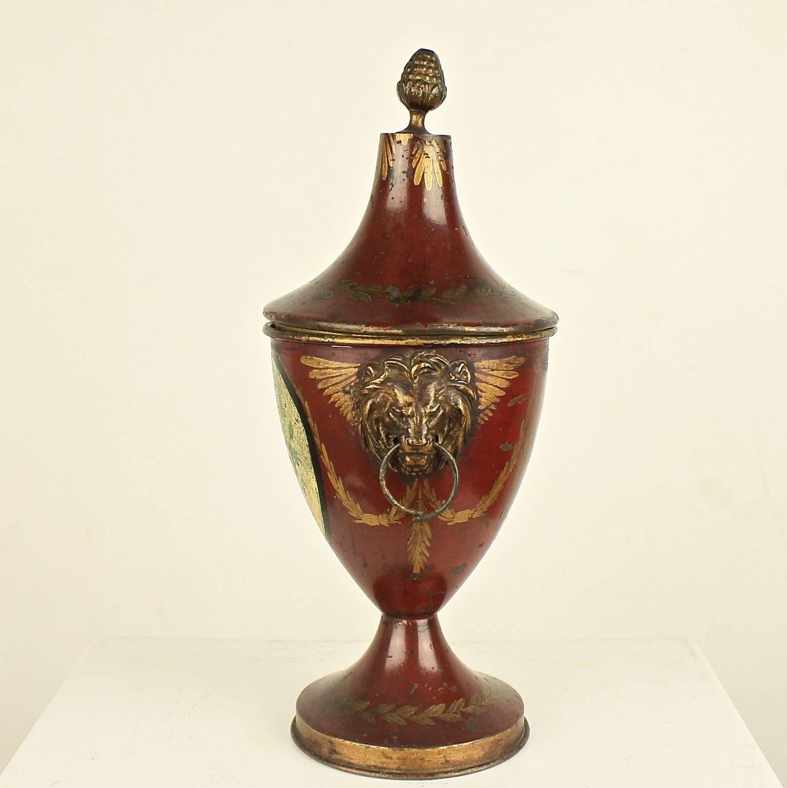 Tin Early 19th Century English Regency Tole Chestnut Urn