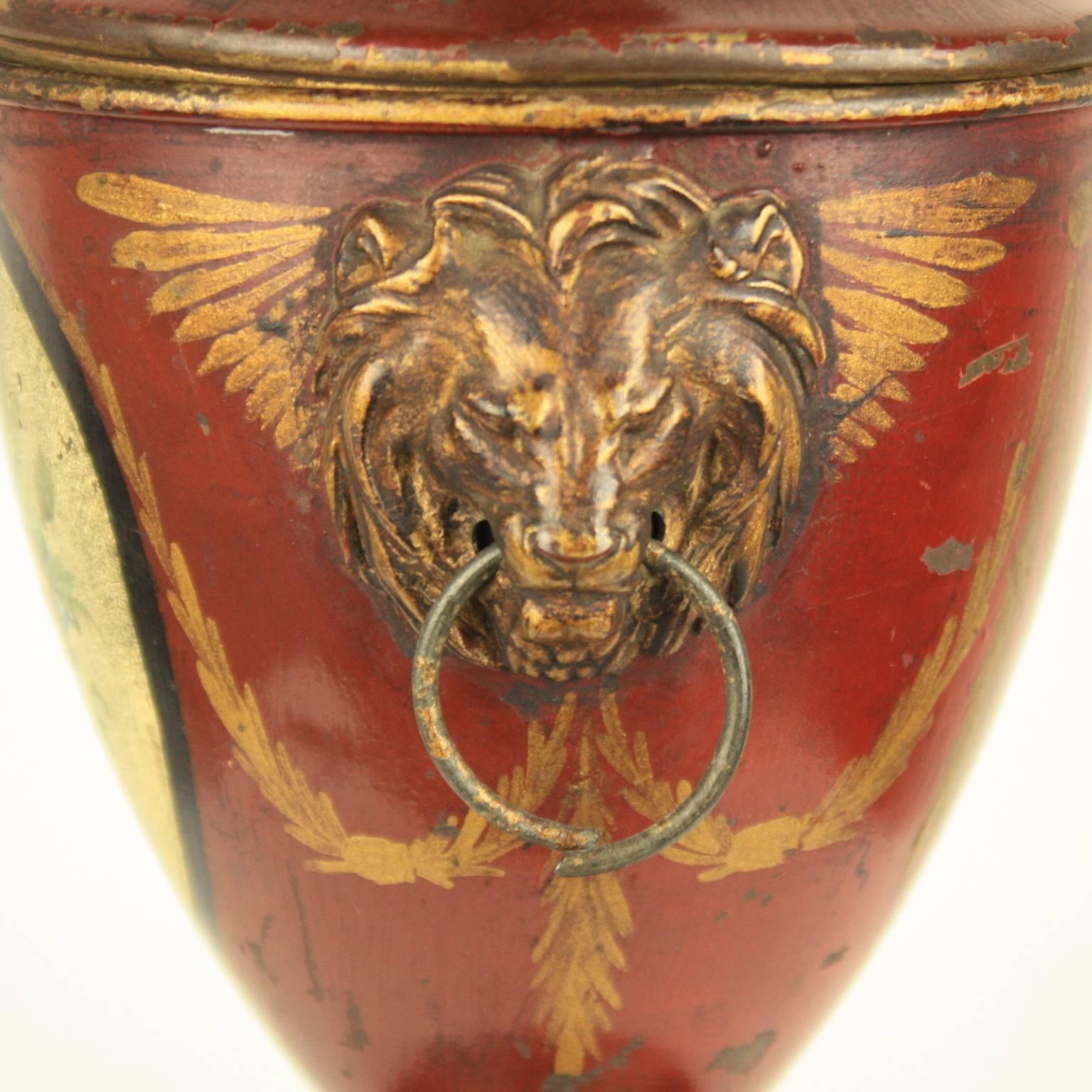 Early 19th Century English Regency Tole Chestnut Urn 1