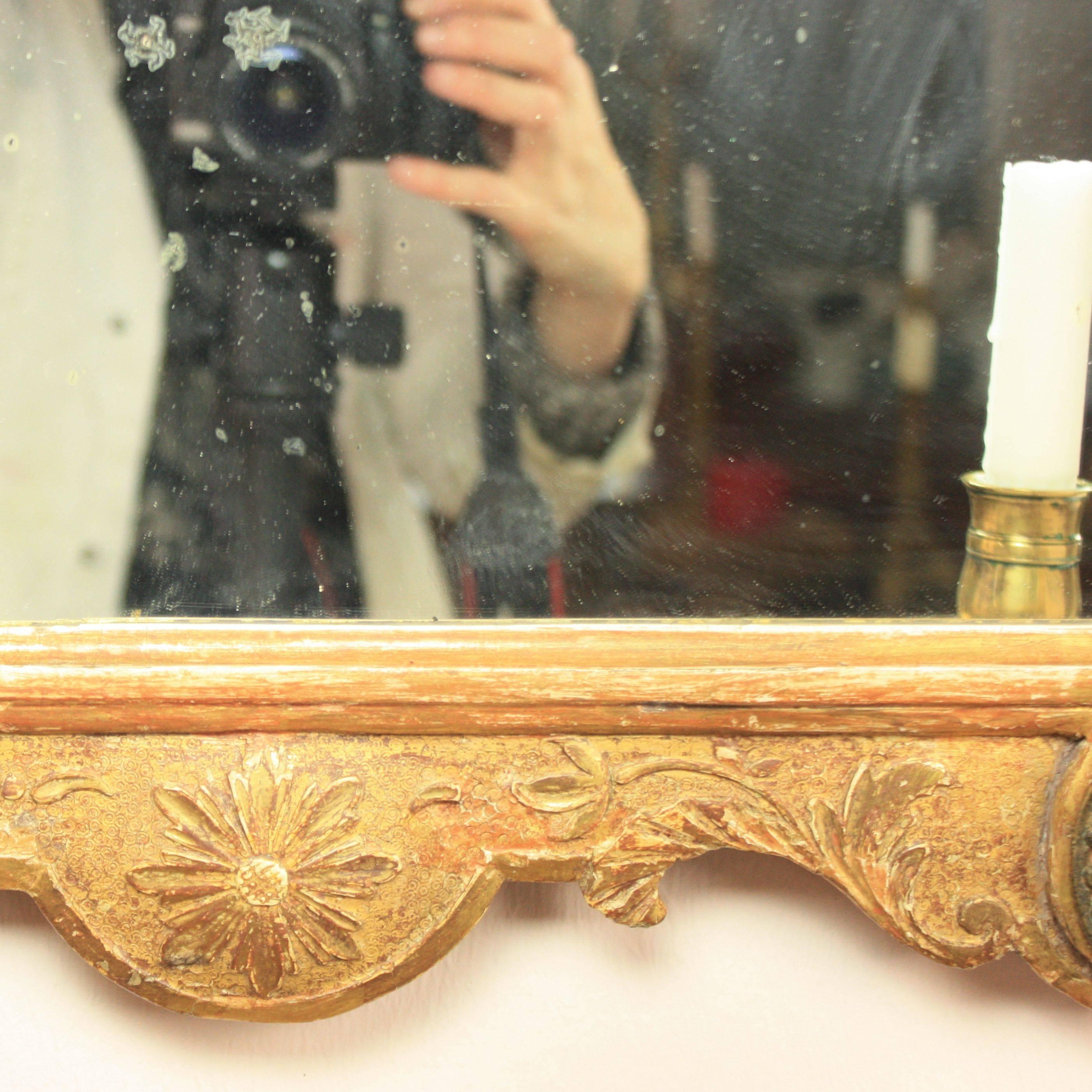 Brass Early 18th Century George I Giltwood Pier Mirror